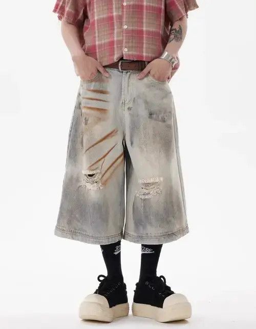 Other Dirty Mud Ripped Jorts Y2K Short Denim Size US 30 / EU 46 - 8 Thumbnail