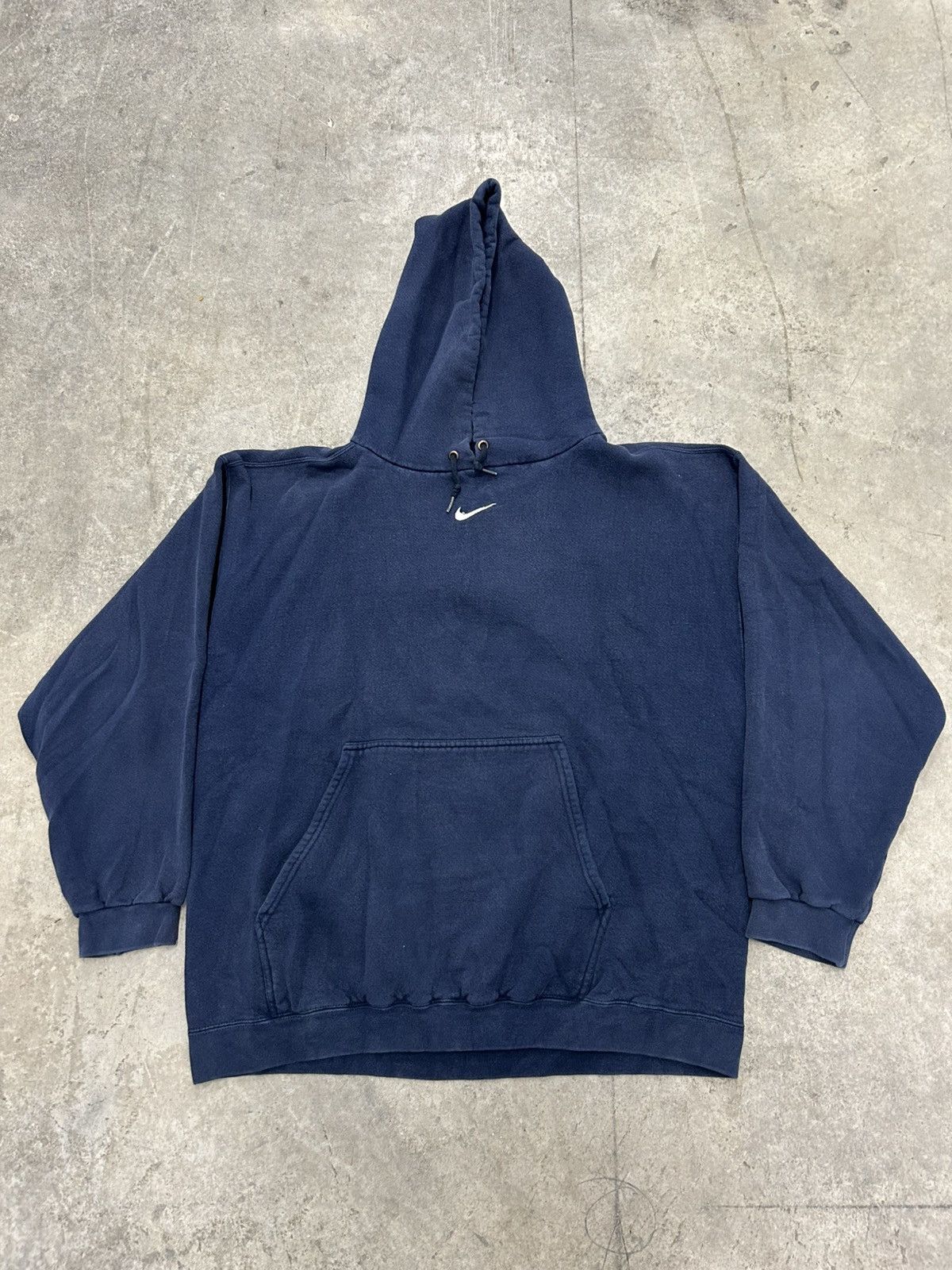 Nike Vintage Nike center swoosh hoodie navy Size US XL / EU 56 / 4 - 1 Thumbnail