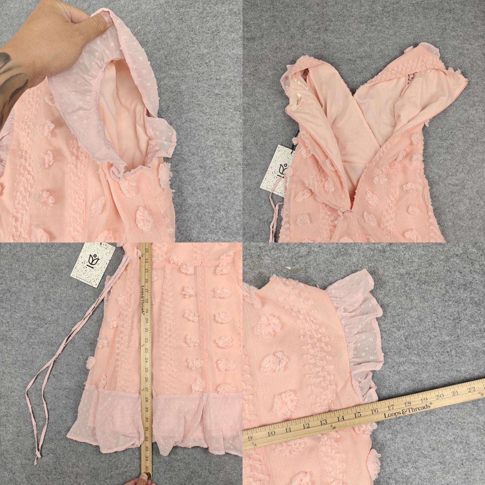 Vintage Andrée Unit Dress Womens Small Medium Pink Polka Dot Wrap Ruffle Sundress Mini Size S / US 4 / IT 40 - 8 Thumbnail