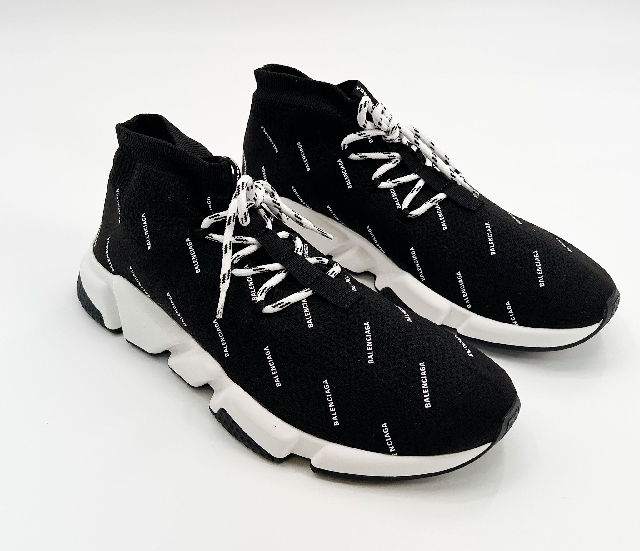 Balenciaga Balenciaga Black Speed All Over Logo Trainer Sneakers Size US 14 / EU 47 - 1 Thumbnail