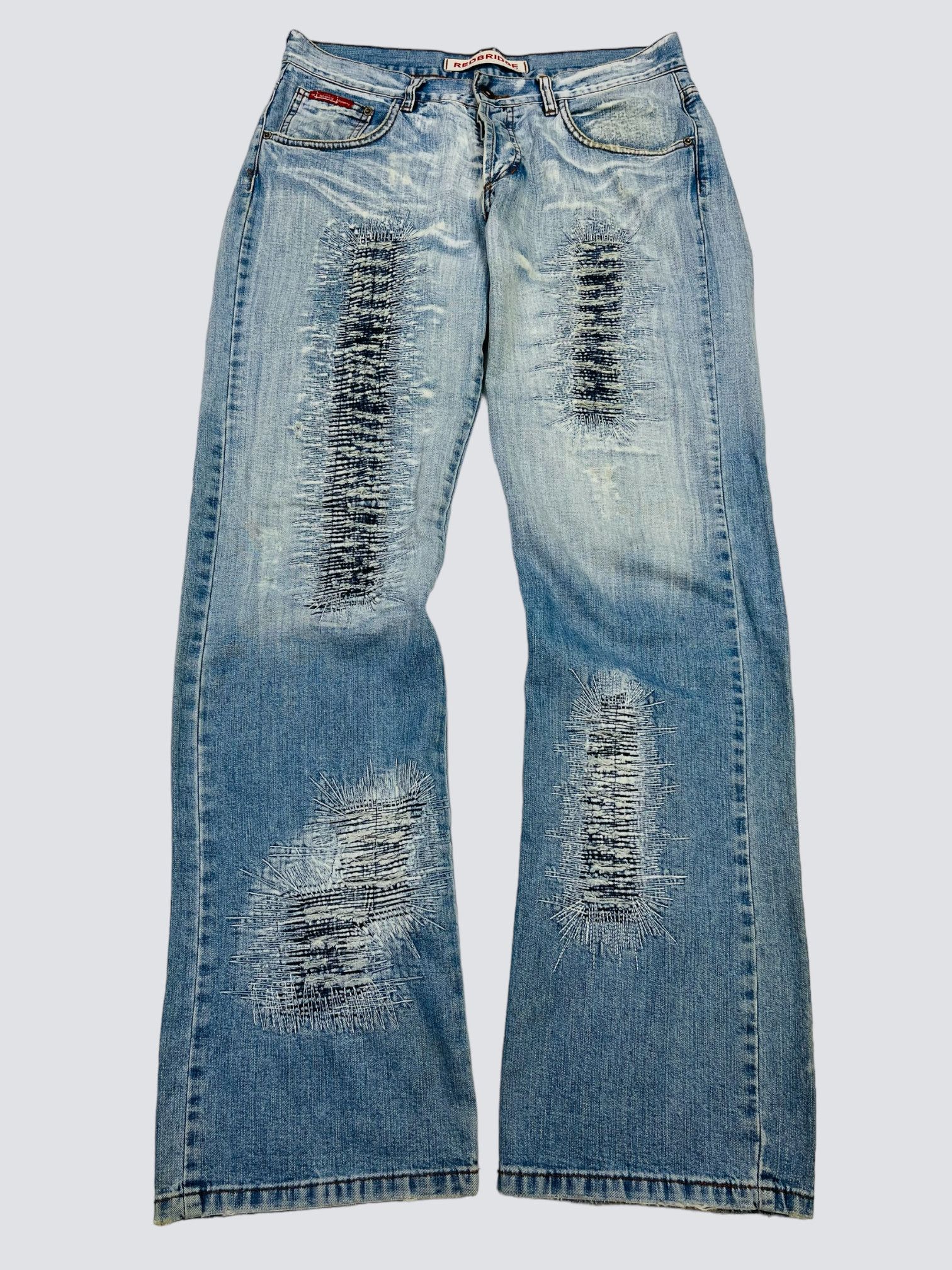Other 1990s BAGGY DISTRESSED REPAIRED FADED DENIM PANTS - № 3003 Size US 34 / EU 50 - 2 Thumbnail