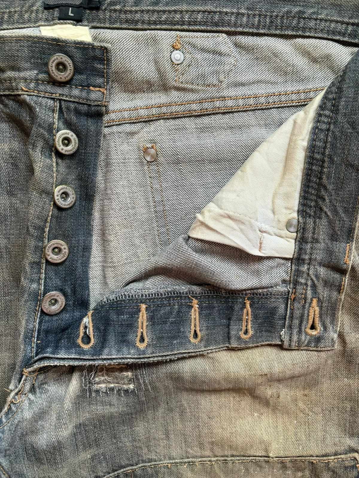 Japanese Brand Vintage Japanese Brand Mud Wash Distressed Loose Baggy Jeans Size US 36 / EU 52 - 3 Thumbnail