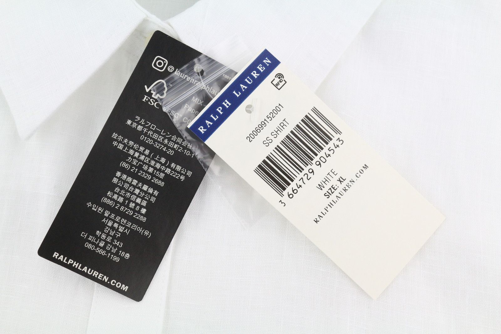 Lauren Ralph Lauren XL White Linen Buttoned Spread Shirt 84694 Size XL / US 12-14 / IT 48-50 - 6 Thumbnail