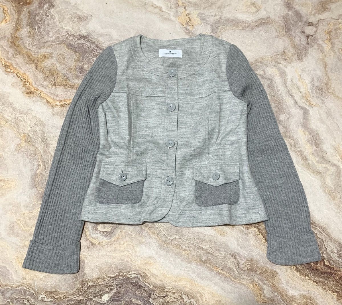 Andre Courreges Vtg 90s Courreges Jacket Grey On Grey Size S / US 4 / IT 40 - 7 Thumbnail