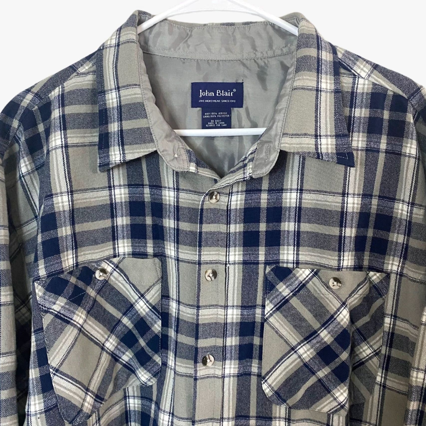 Blair VINTAGE John Blair Button Up Flannel Shirt Long Sleeve Plaid Blues Gray Mens XL Size US XL / EU 56 / 4 - 4 Thumbnail