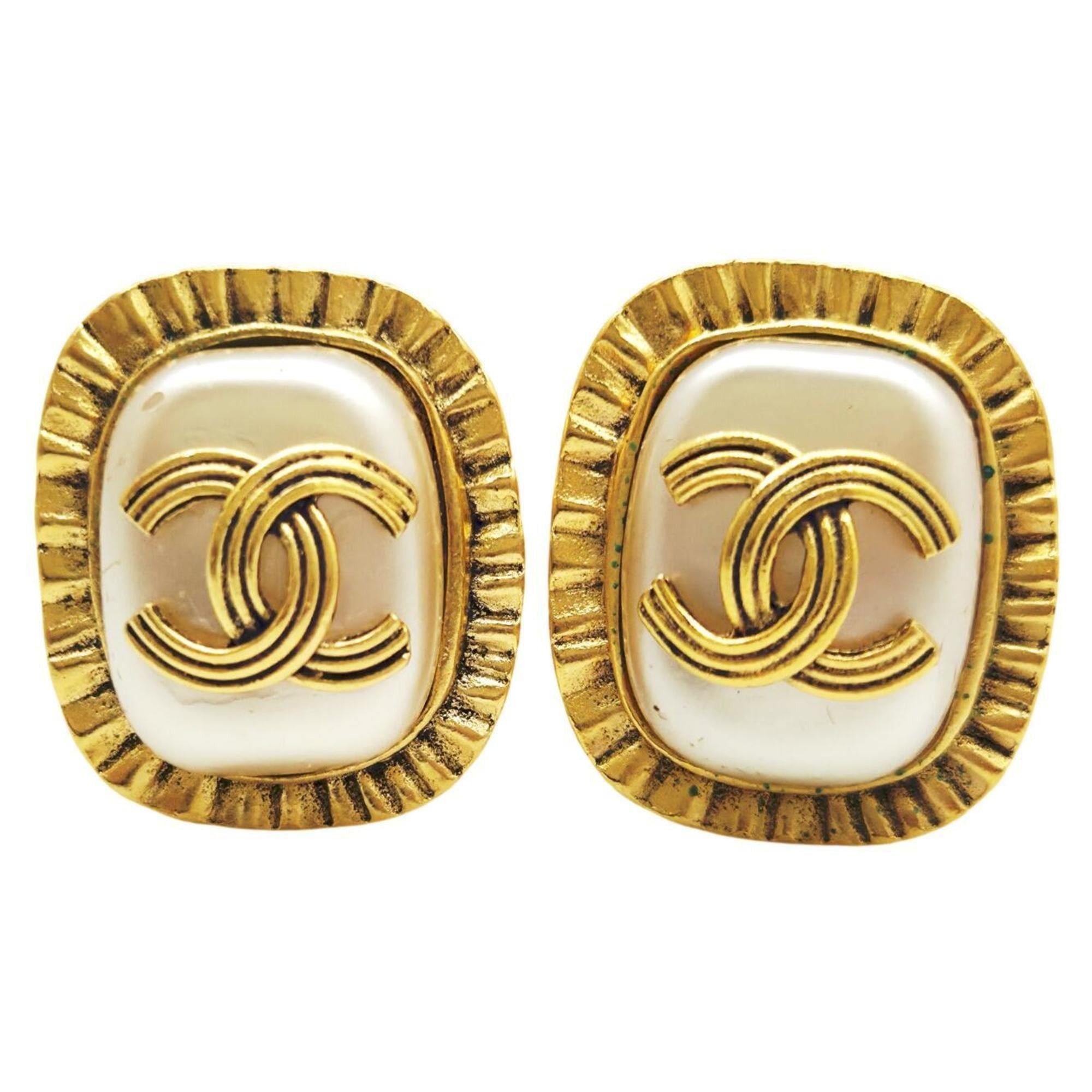 Chanel CHANEL Coco Mark Earrings, Gold, GP, Faux Pearl, 94A, Women's Size ONE SIZE - 1 Thumbnail