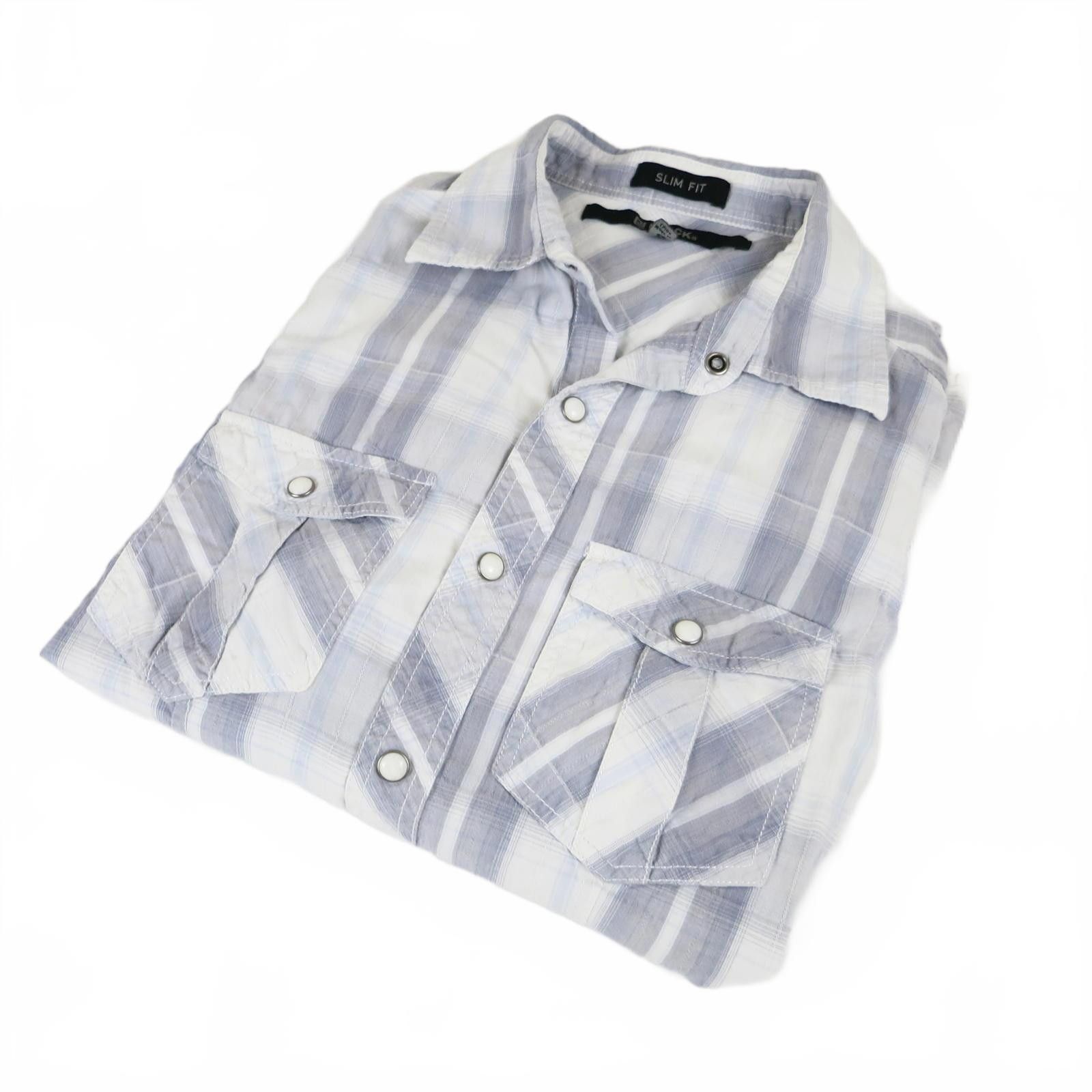 Buckle Black Men's Small Slim Fit Long Sleeve Snap Button Plaid Shirt Size US S / EU 44-46 / 1 - 1 Thumbnail