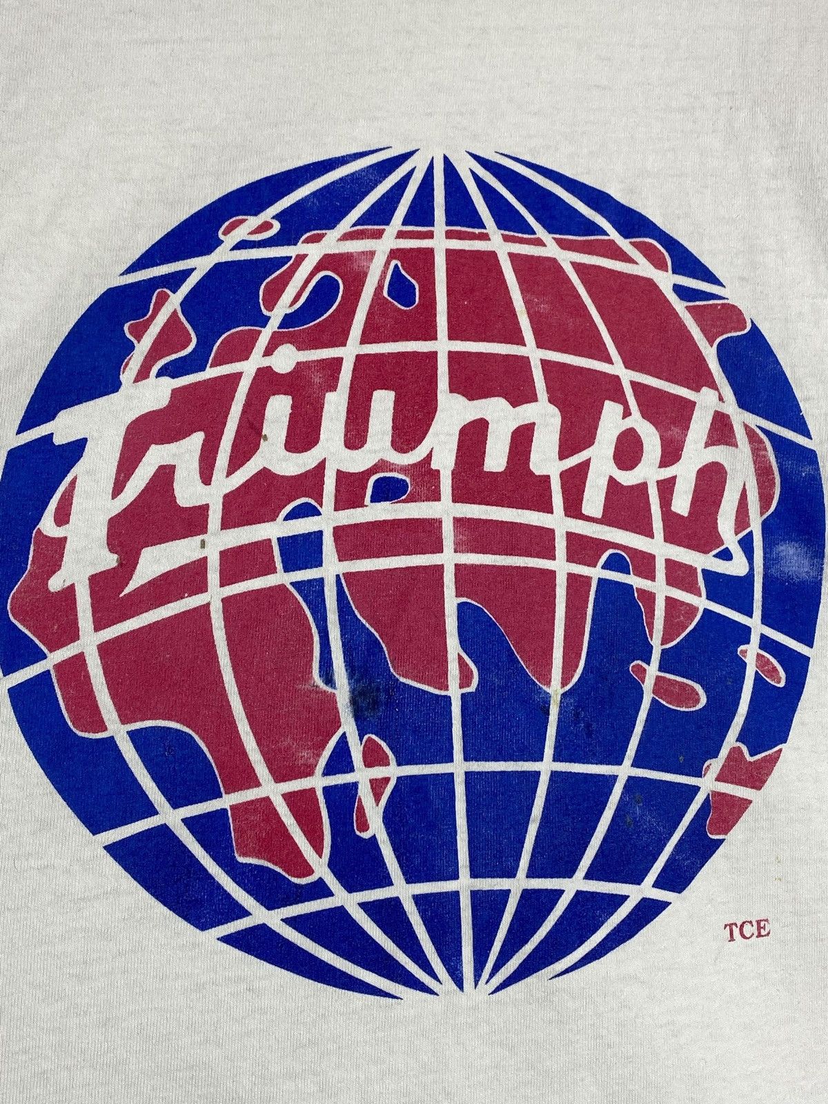 Other Vintage 90s Triumph Globe Logo Rare T-shirt USA Motorcycle Size US XXL / EU 58 / 5 - 3 Thumbnail