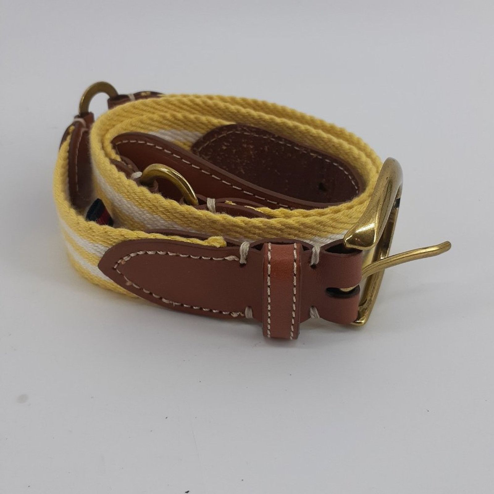 Tommy Hilfiger Tommy Hilfiger Striped Hub Yellow White Brown Leather Cotton Size ONE SIZE - 2 Thumbnail