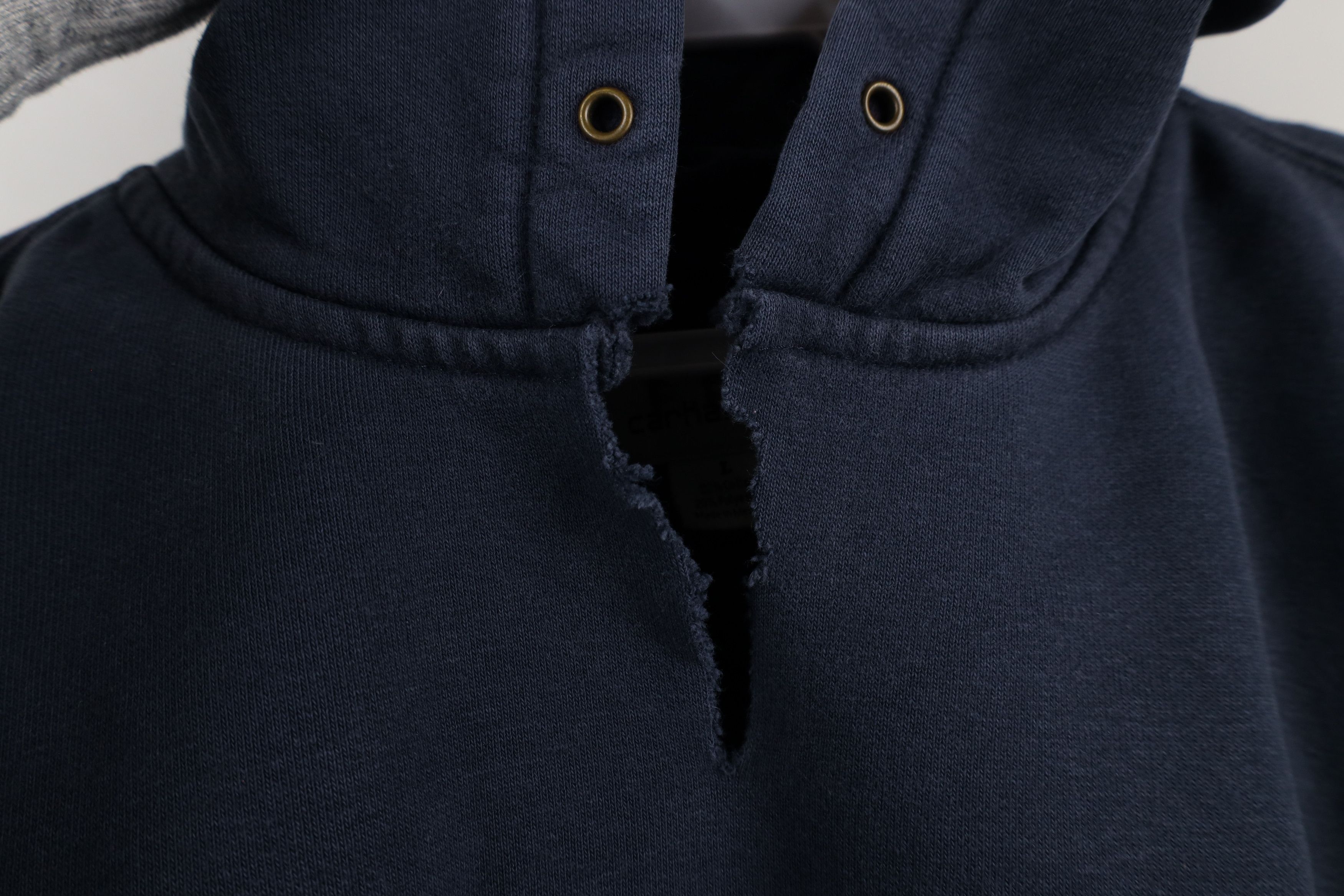 Carhartt × Vintage Vintage 90s Carhartt Spell Out Hoodie Sweatshirt Navy Blue Size US L / EU 52-54 / 3 - 11 Thumbnail