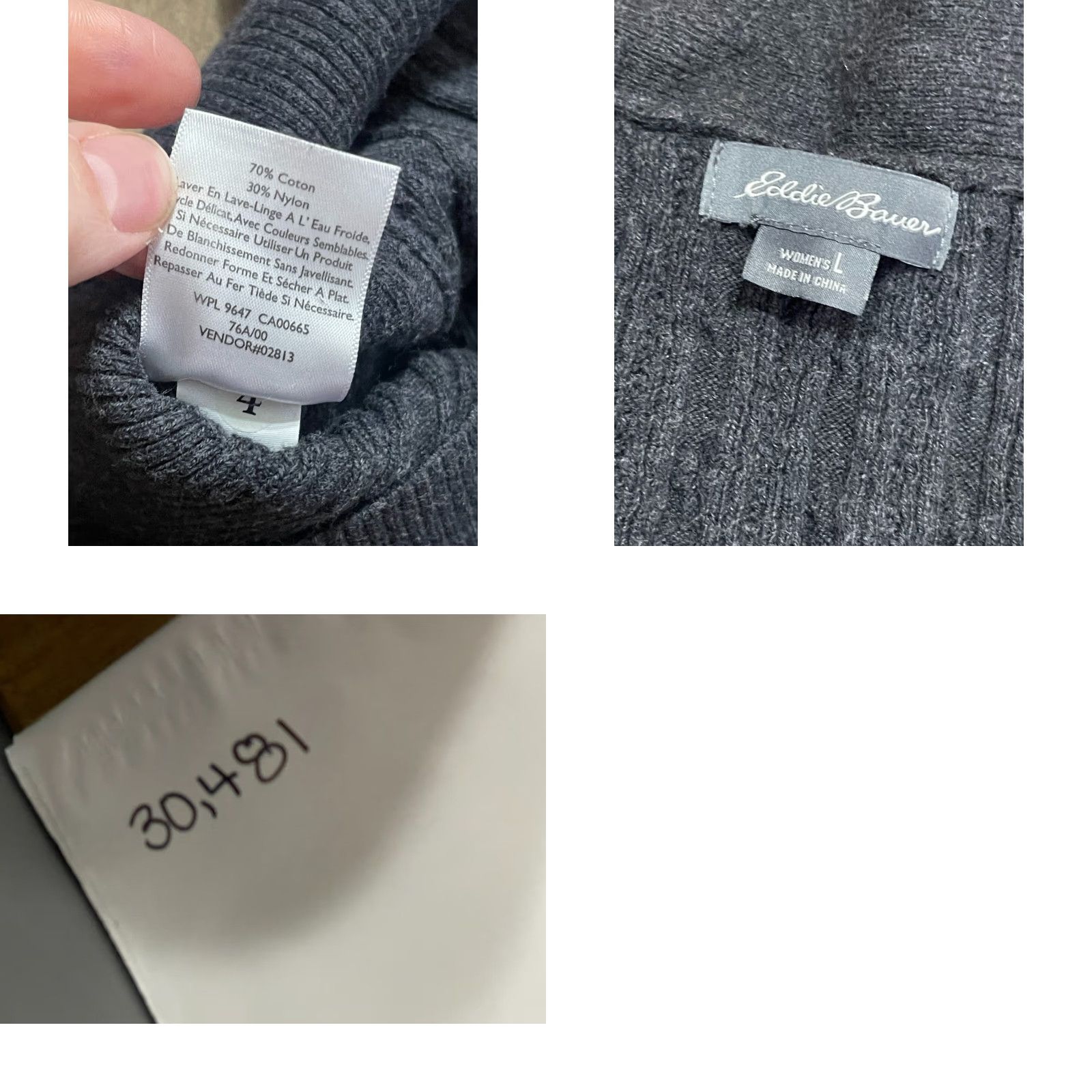 Eddie Bauer Eddie Bauer Sweater Women's Large Gray V-neck Pullover Knit Ribbed Size L / US 10 / IT 46 - 8 Thumbnail