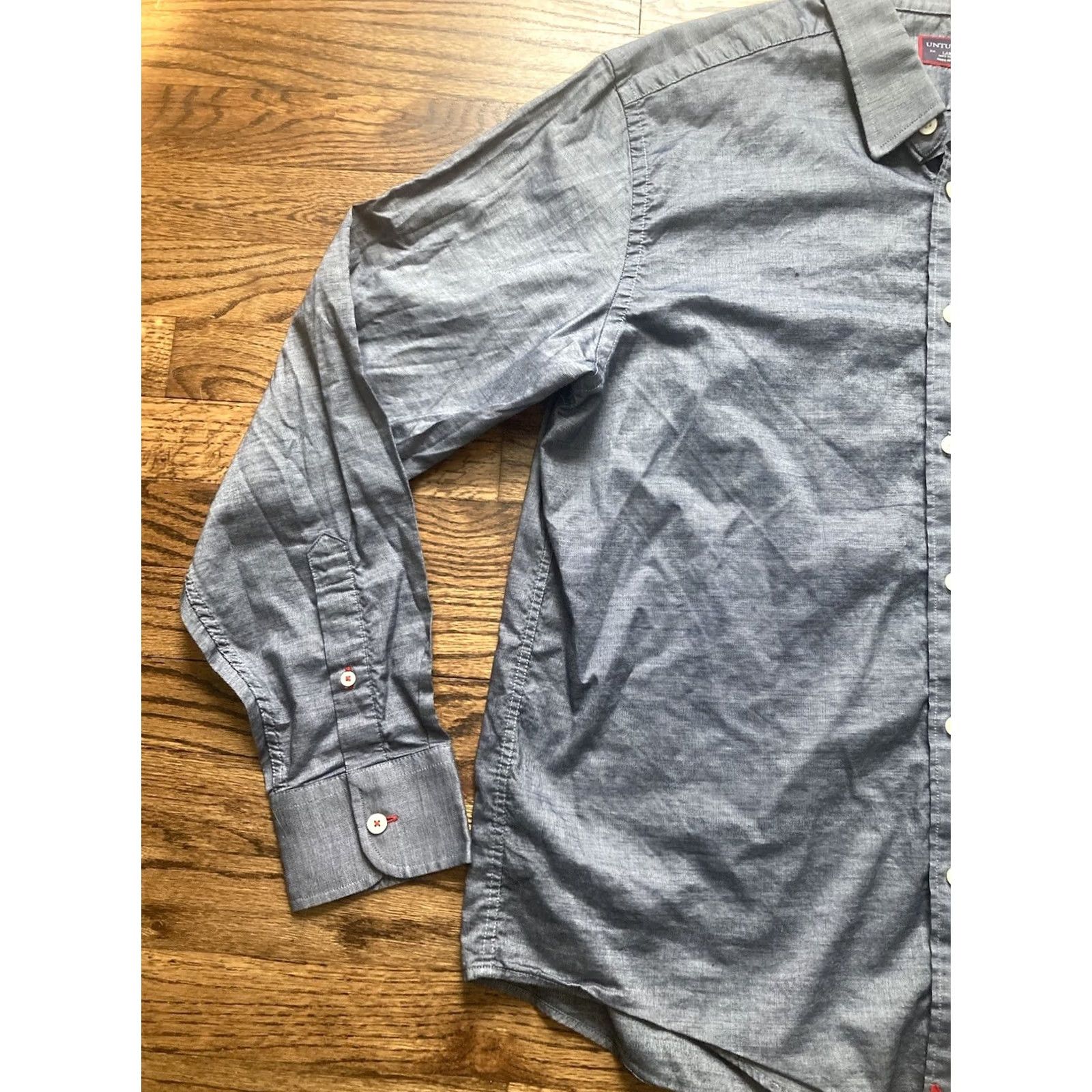 UNTUCKit UNTUCKit Button-Up Shirt Pio Cesare Mens Size L Blue Gray Casual Workwear Short Sleeve Button-Up Shirt Size US L / EU 52-54 / 3 - 2 Thumbnail