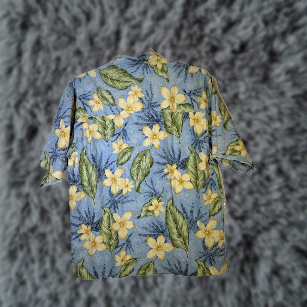 Vintage Bermuda Bay Shirt Large Blue Floral 100% Silk Short Sleeve Button-Up M183 Size US L / EU 52-54 / 3 - 1 Thumbnail