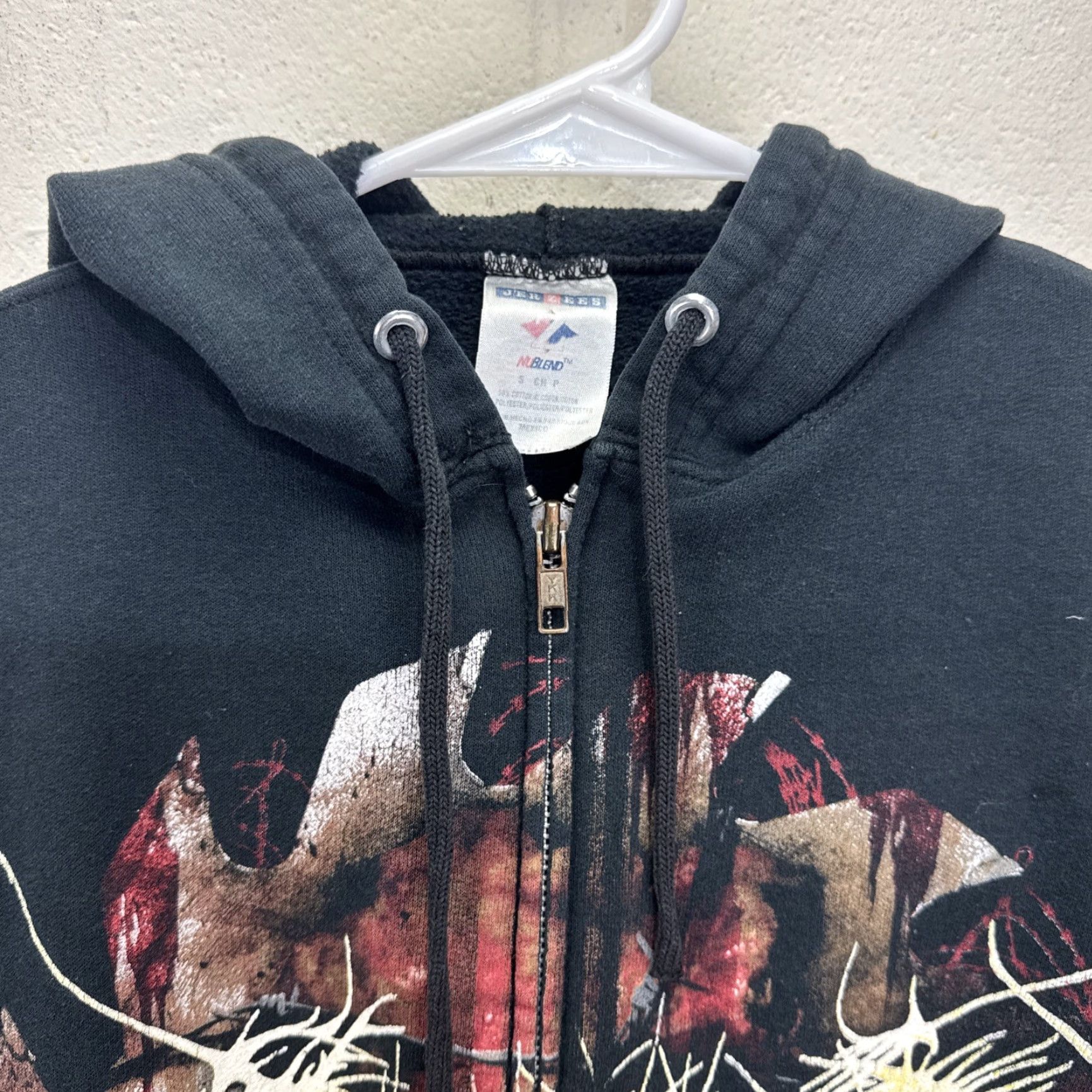 Jerzees VINTAGE JERZEES Death Metal Zip Up Hoodie Small Black Graphic Print Men's Y2K Size US S / EU 44-46 / 1 - 4 Thumbnail