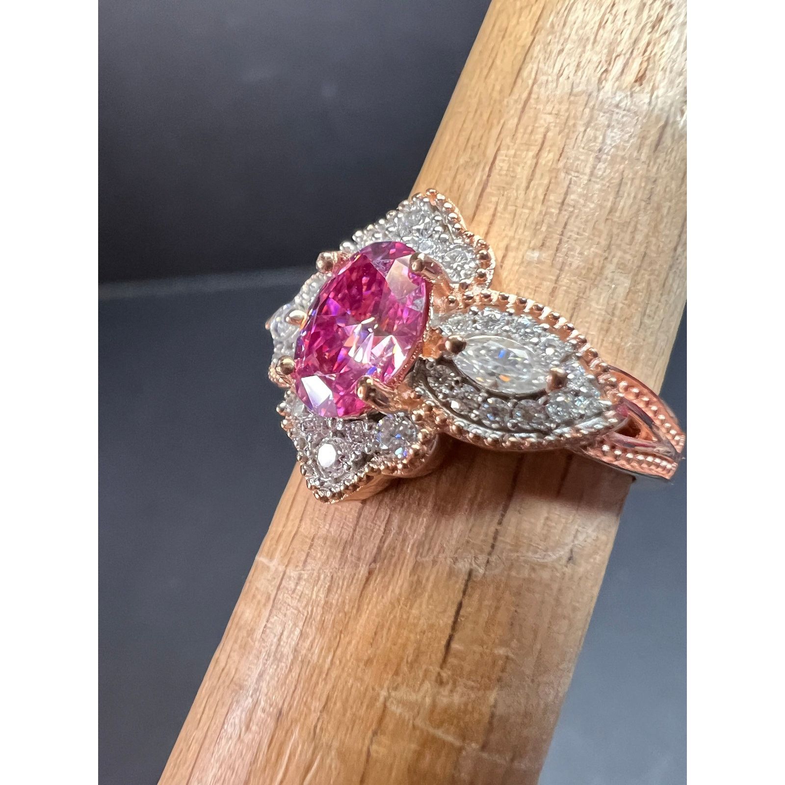 Other NEW Pink Moissanite ring in rose gold vermeil 925 size 6 Size ONE SIZE - 1 Thumbnail