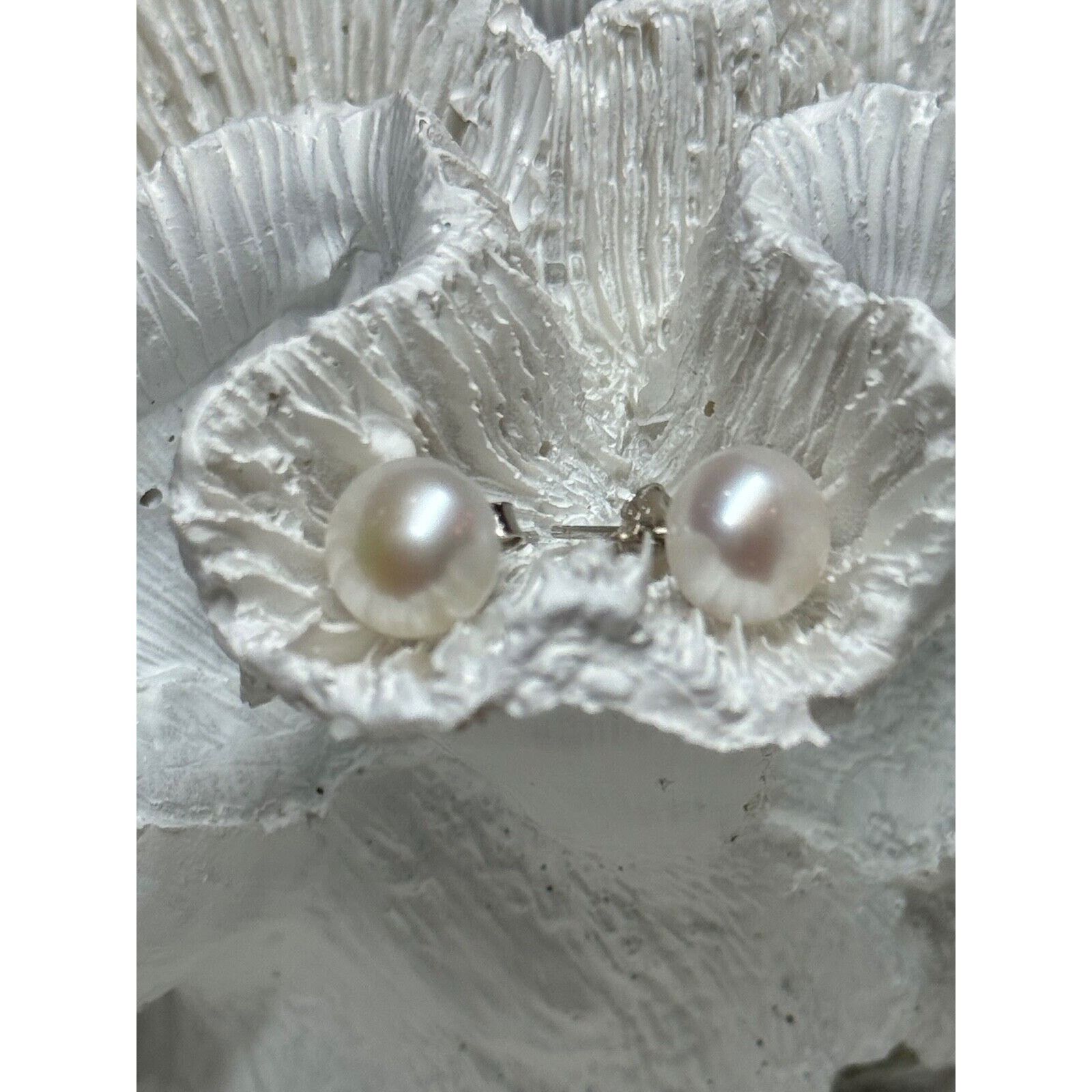 Jewelry 925 STERLING SILVER FRESH WATER PEARL EARRINGS LENGTH 0.35 Size ONE SIZE - 3 Thumbnail