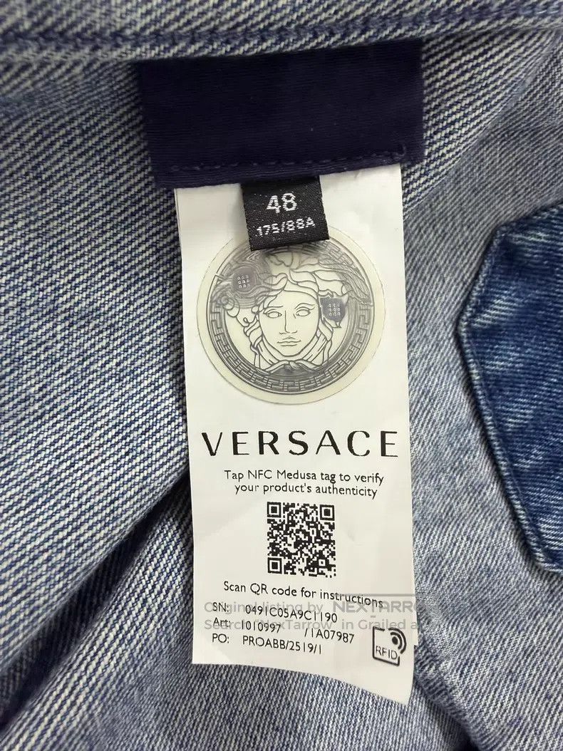 Versace Versace Single-breasted belt sleeve label denim coat Size US M / EU 48-50 / 2 - 6 Thumbnail
