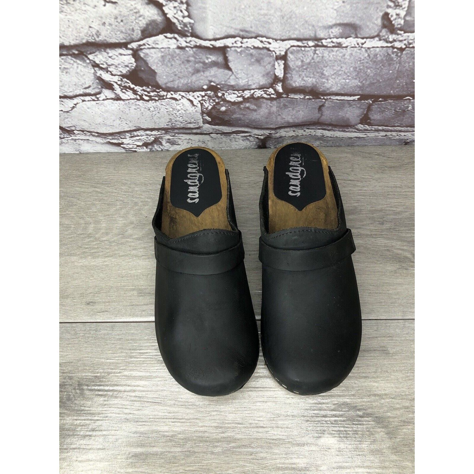 Other Sandgrens Handmade Swedish Black Nubuck Leather Wood Clogs W Size US 6 / IT 36 - 12 Thumbnail