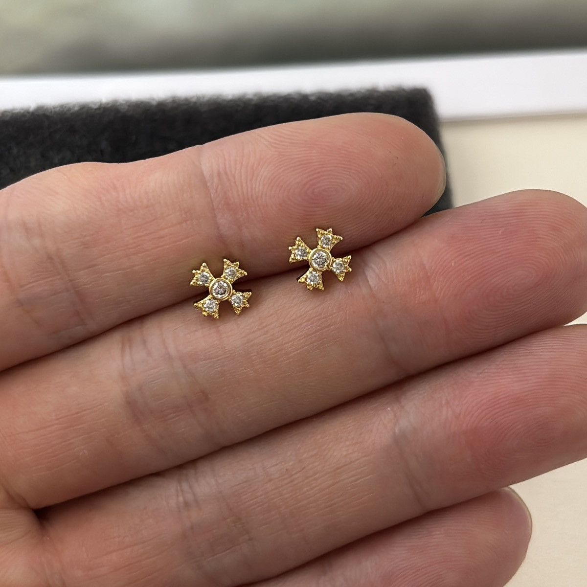 Other 7mm CZ Cross Stud Earrings for Men Women Punk Hip Hop Unisex Size ONE SIZE - 5 Thumbnail