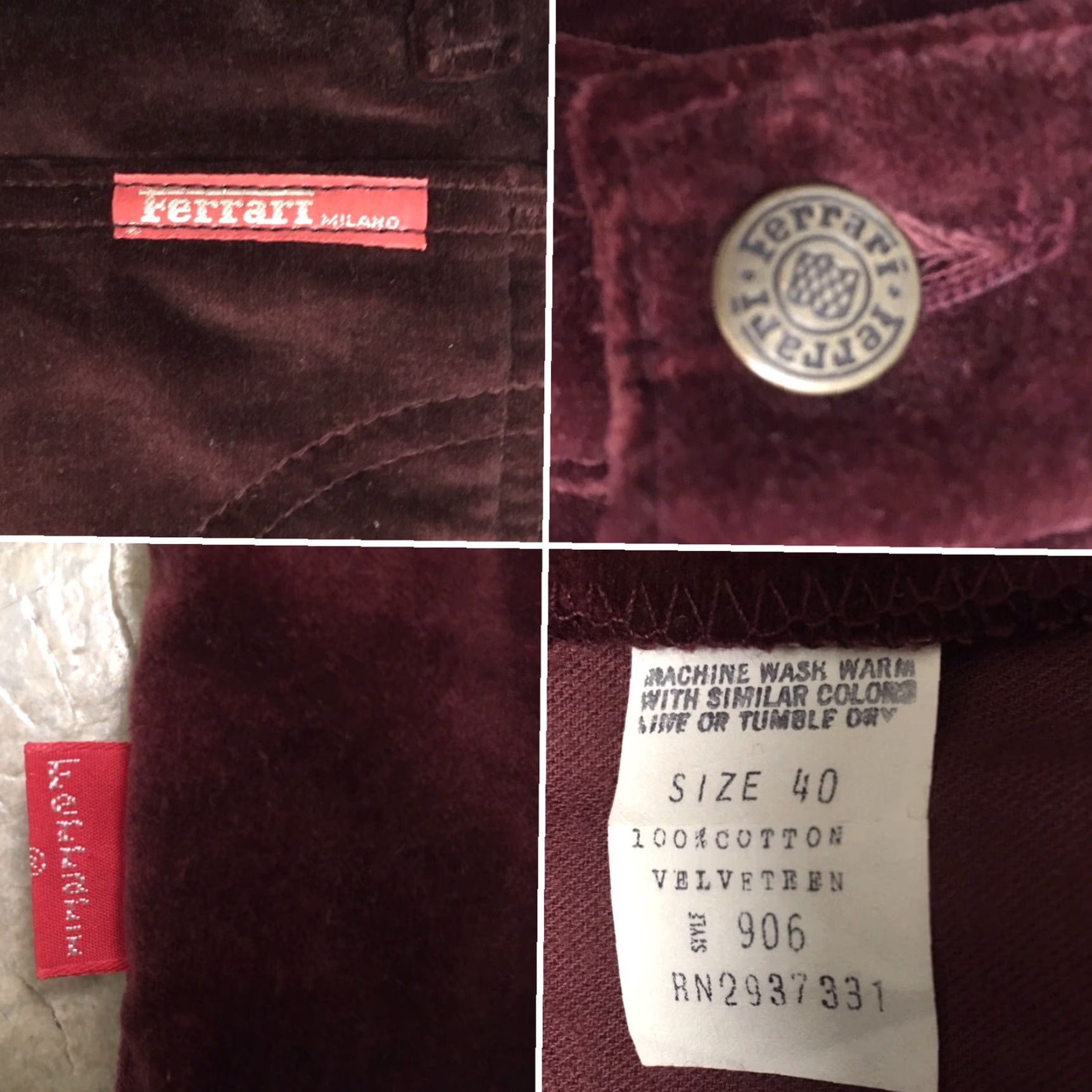 Ferrari VINTAGE Ferrari Velveteen High Waist Pants 27" Waist Sz 40 1970s Disco Brown 100% Cotton Velveteen Mens Size 27" / US 4 / IT 40 - 3 Thumbnail