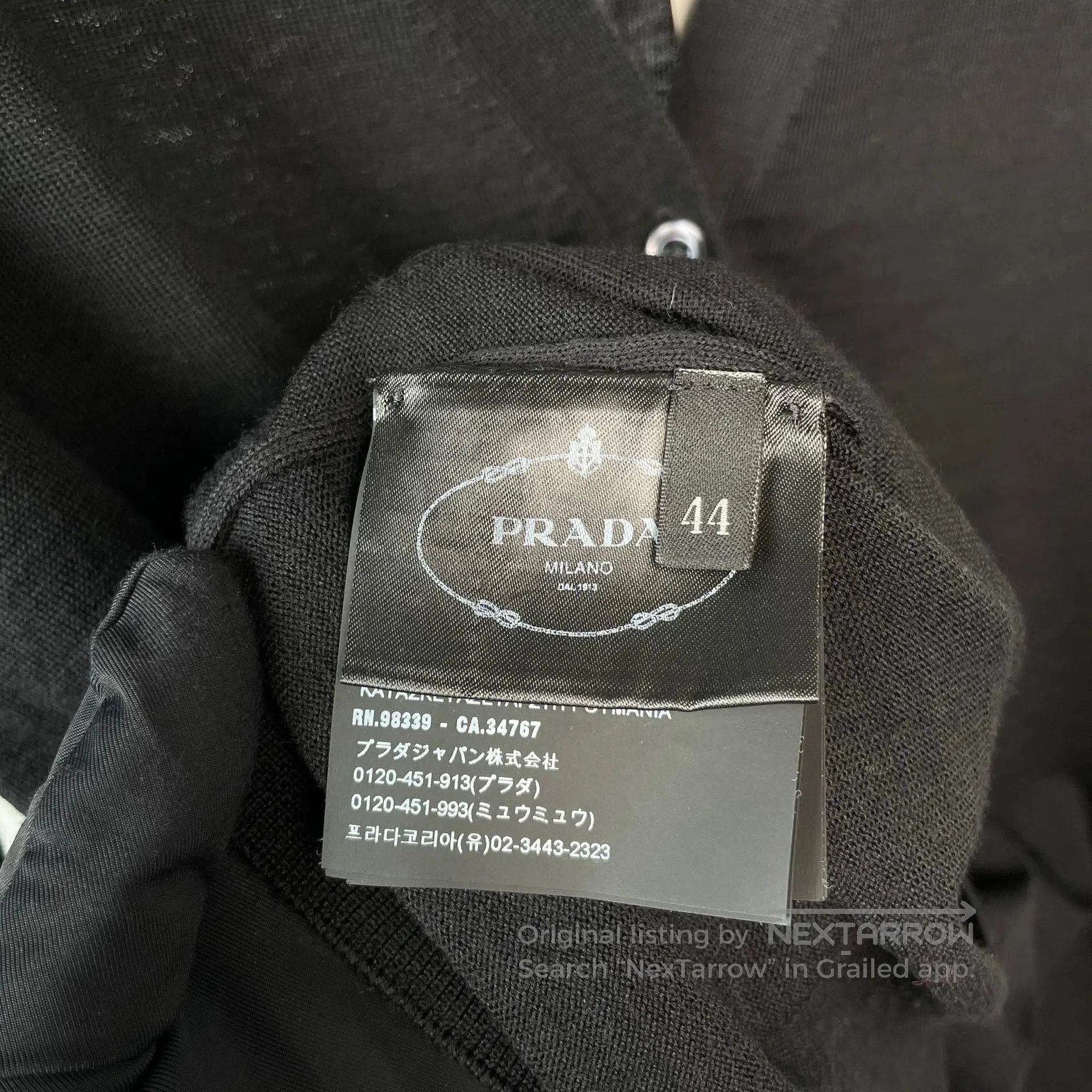 Prada Prada Black Thin Knit Cardigan Jacket| Size US S / EU 44-46 / 1 - 5 Thumbnail