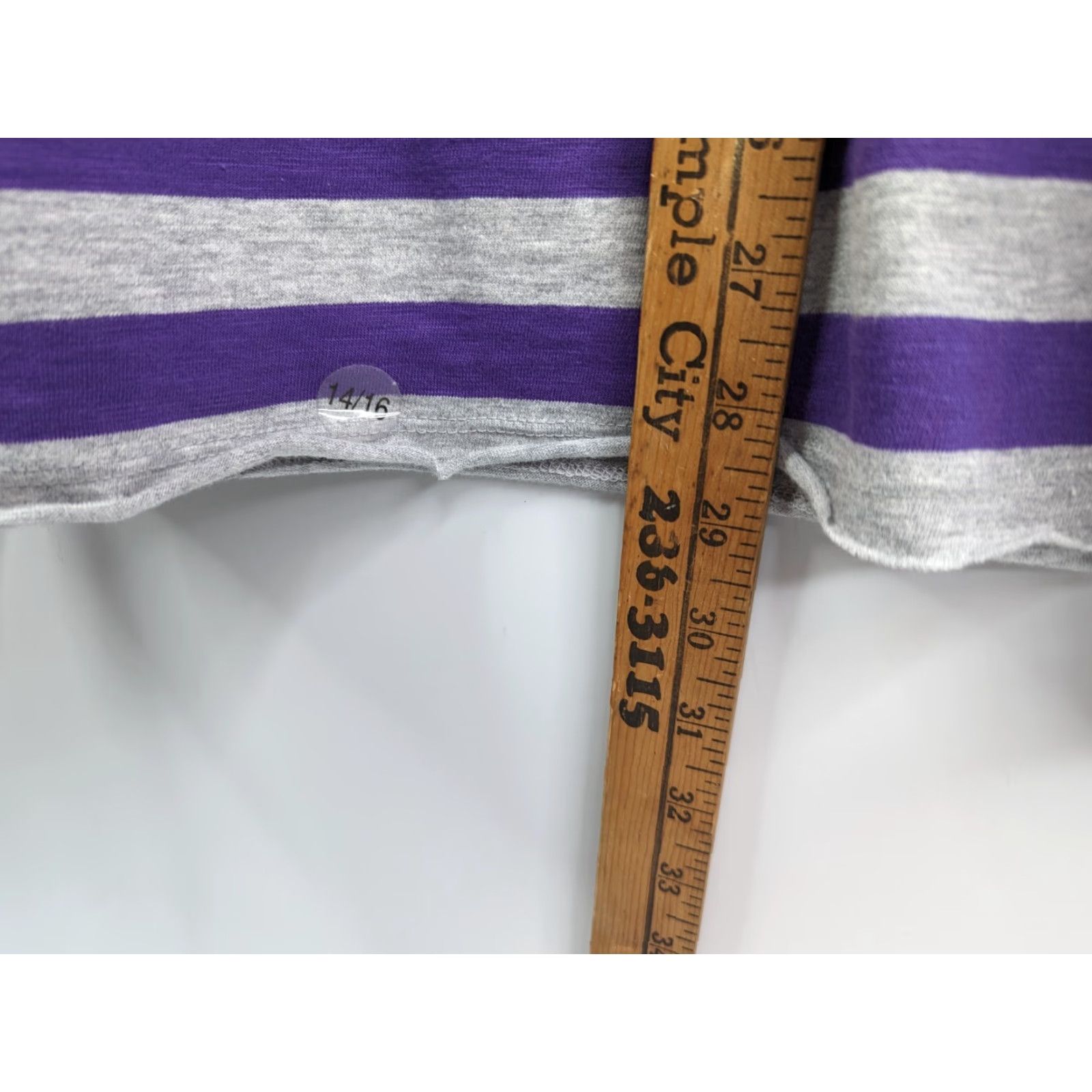 Vintage NWT Lane Bryant Blouse 1/4 Button Up Women's 14/16 Purple Grey Stripe Long Sleeve Round Neck Cotton 100% Machine Washable Womens Size XL / US 12-14 / IT 48-50 - 8 Thumbnail