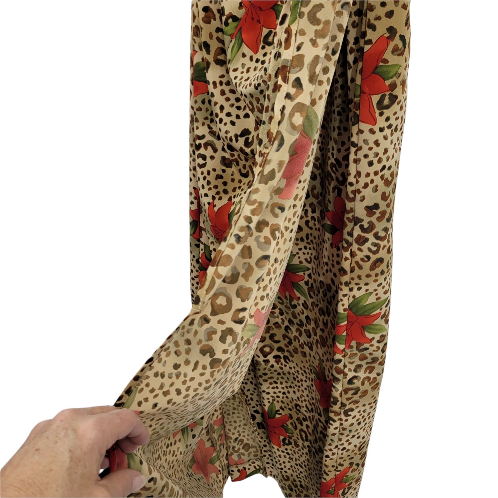 Vintage Vtg Holiday Hostess Maxi Dress Sz M Tan Leopard Red Lily Sid Size M / US 6-8 / IT 42-44 - 12 Thumbnail