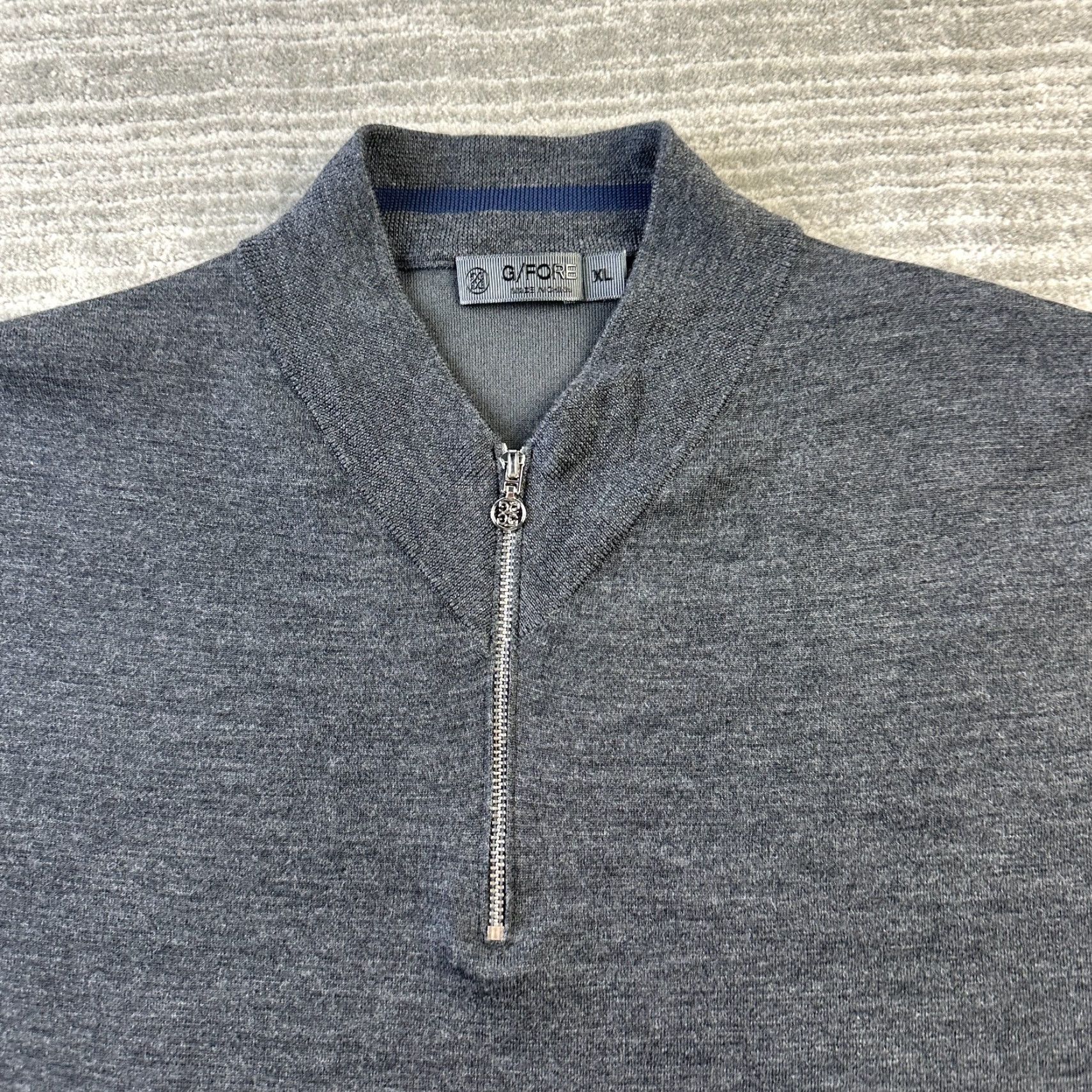 Vintage G Fore Sweater Mens XL Gray V-Neck Merino Wool Quarter Zip Slim Golf Pullover Size US XL / EU 56 / 4 - 3 Thumbnail