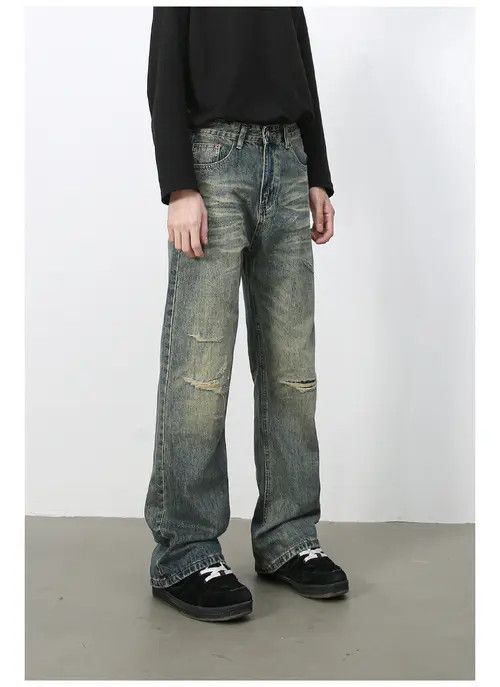 Japanese Brand × Jean Pants American washed vintage loose ripped bootcut jeans Size US 32 / EU 48 - 3 Thumbnail
