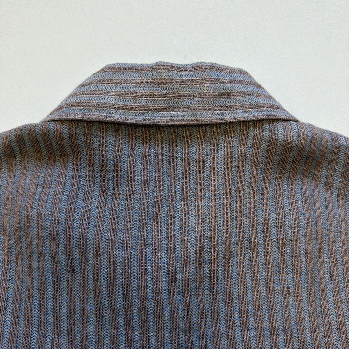 Our Legacy Blue/Tan Woven Striped Linen Box Shirt Size US M / EU 48-50 / 2 - 13 Thumbnail