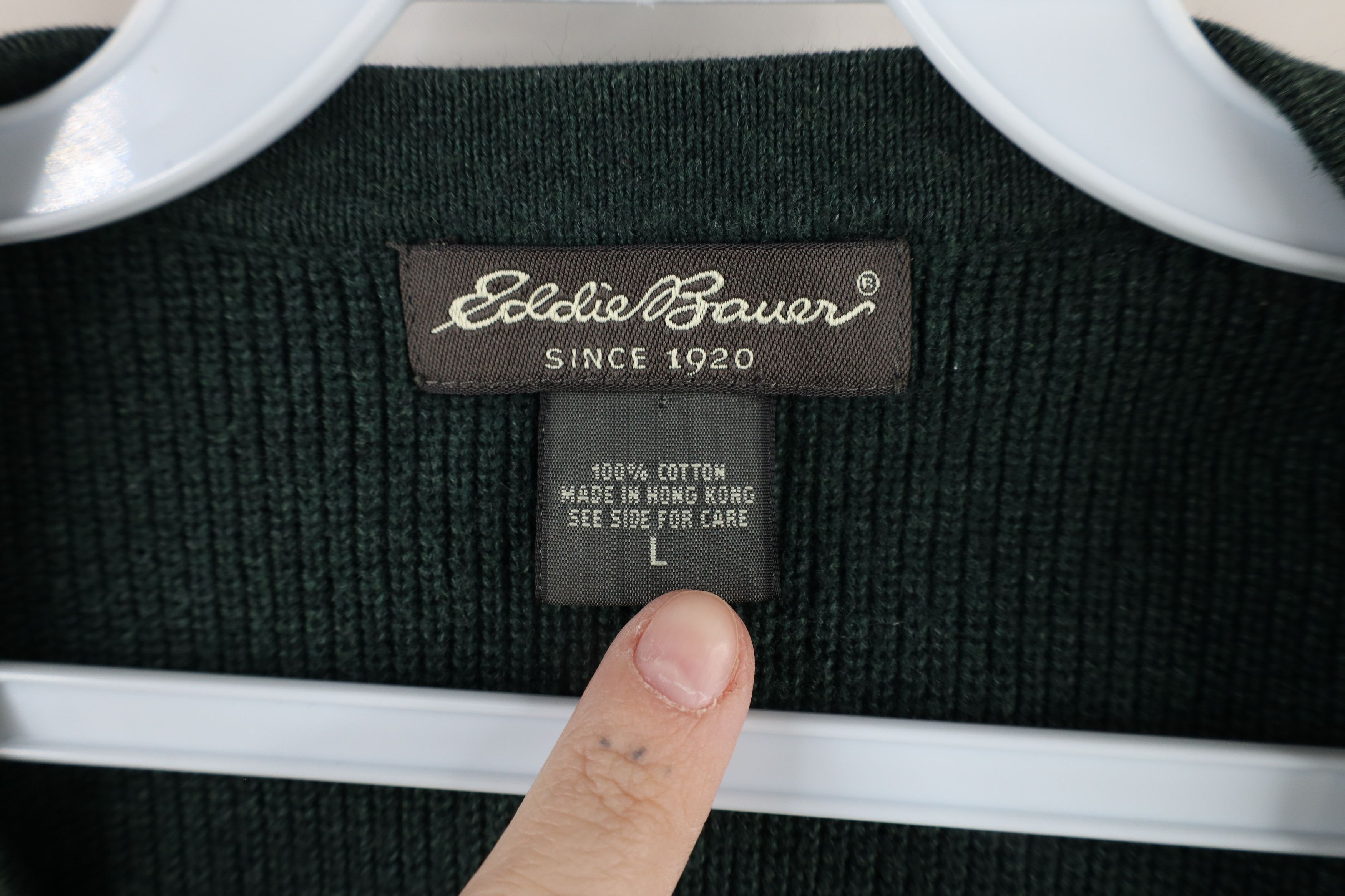 Eddie Bauer × Vintage Vintage 90s Eddie Bauer Ribbed Sweater Vest Green Cotton Size US L / EU 52-54 / 3 - 5 Thumbnail
