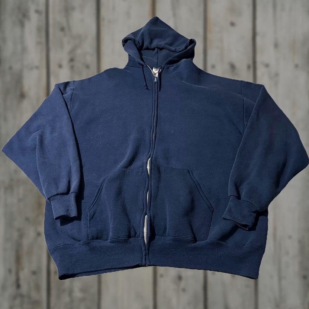 Jerzees VINTAGE Jerzees Hoodie Full Zip 90s Navy XL Mens Size US XL / EU 56 / 4 - 1 Thumbnail