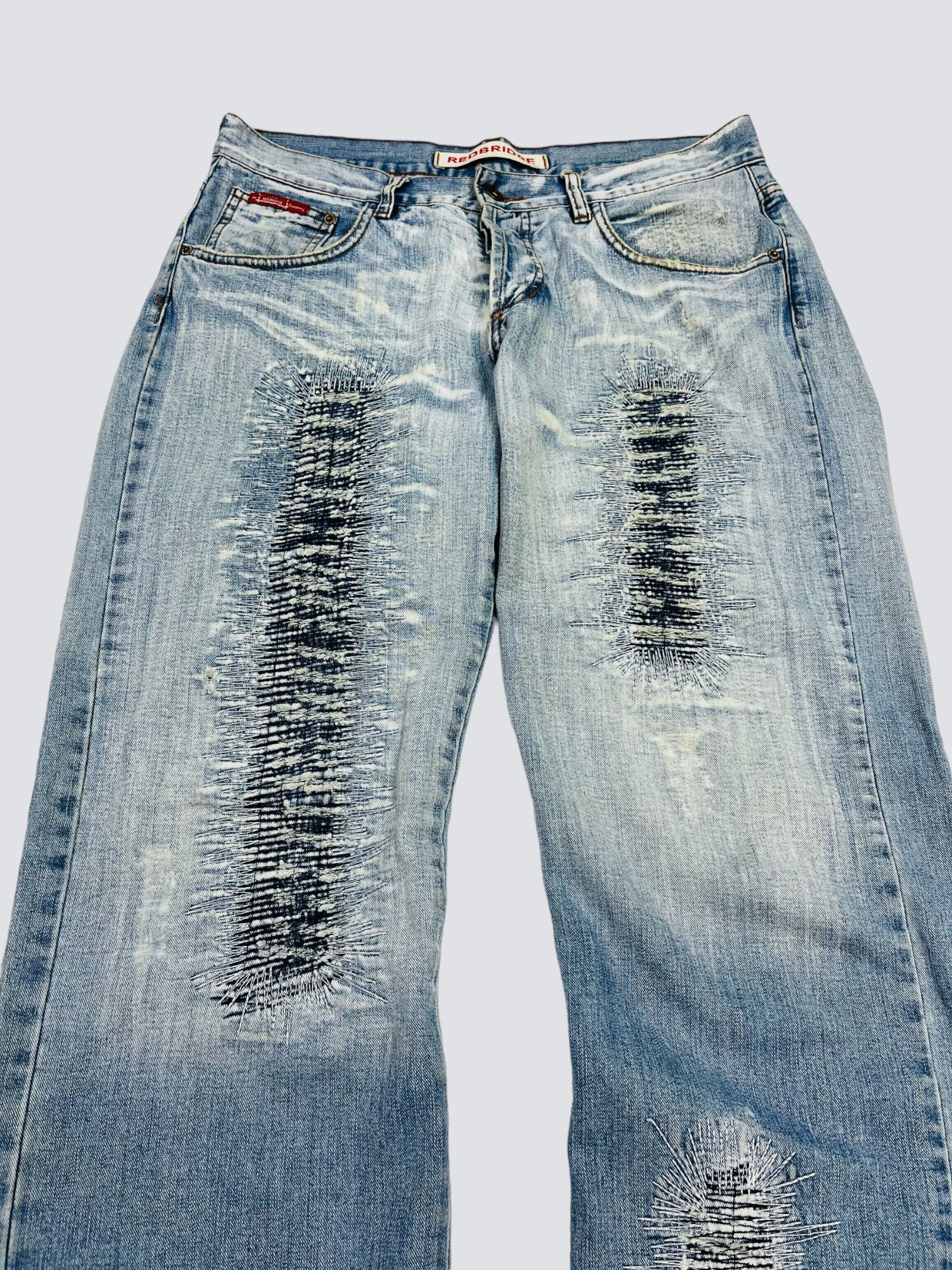 Other 1990s BAGGY DISTRESSED REPAIRED FADED DENIM PANTS - № 3003 Size US 34 / EU 50 - 4 Thumbnail