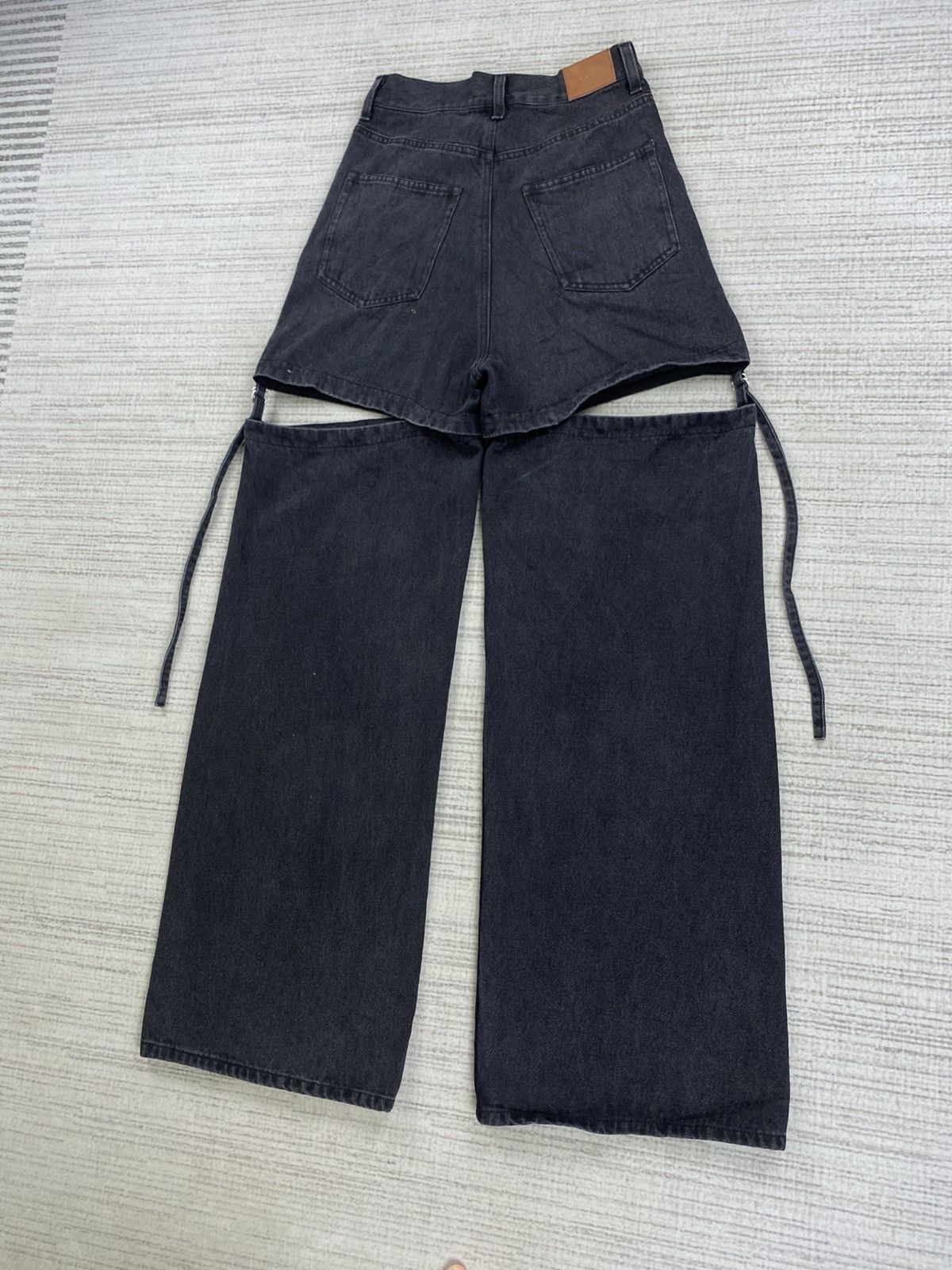 If Six Was Nine Vintage Chiko Detachable Wide-Leg Black Punk Denim Jeans Size 25" / US 0 / IT 36 - 6 Thumbnail
