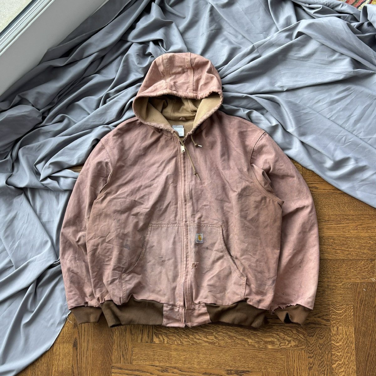 Carhartt × Vintage Vintage Carhartt Hooded Detroit Jacket Rust Clay Thermal 90s Size US XL / EU 56 / 4 - 2 Thumbnail