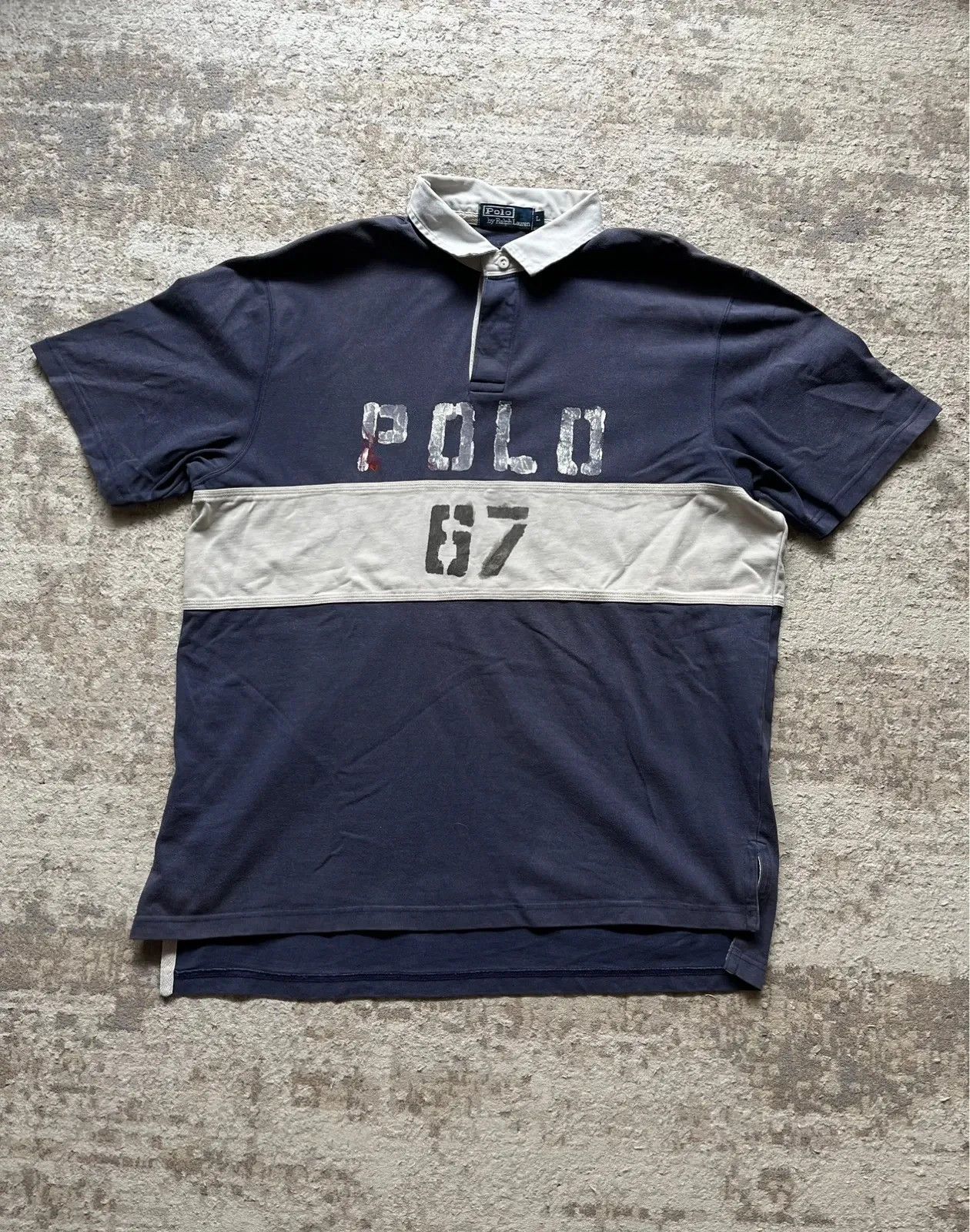 Polo Ralph Lauren Polo Ralph Lauren 67 Spell Out Polo Shirt Rare Print Vintage Size US L / EU 52-54 / 3 - 1 Thumbnail