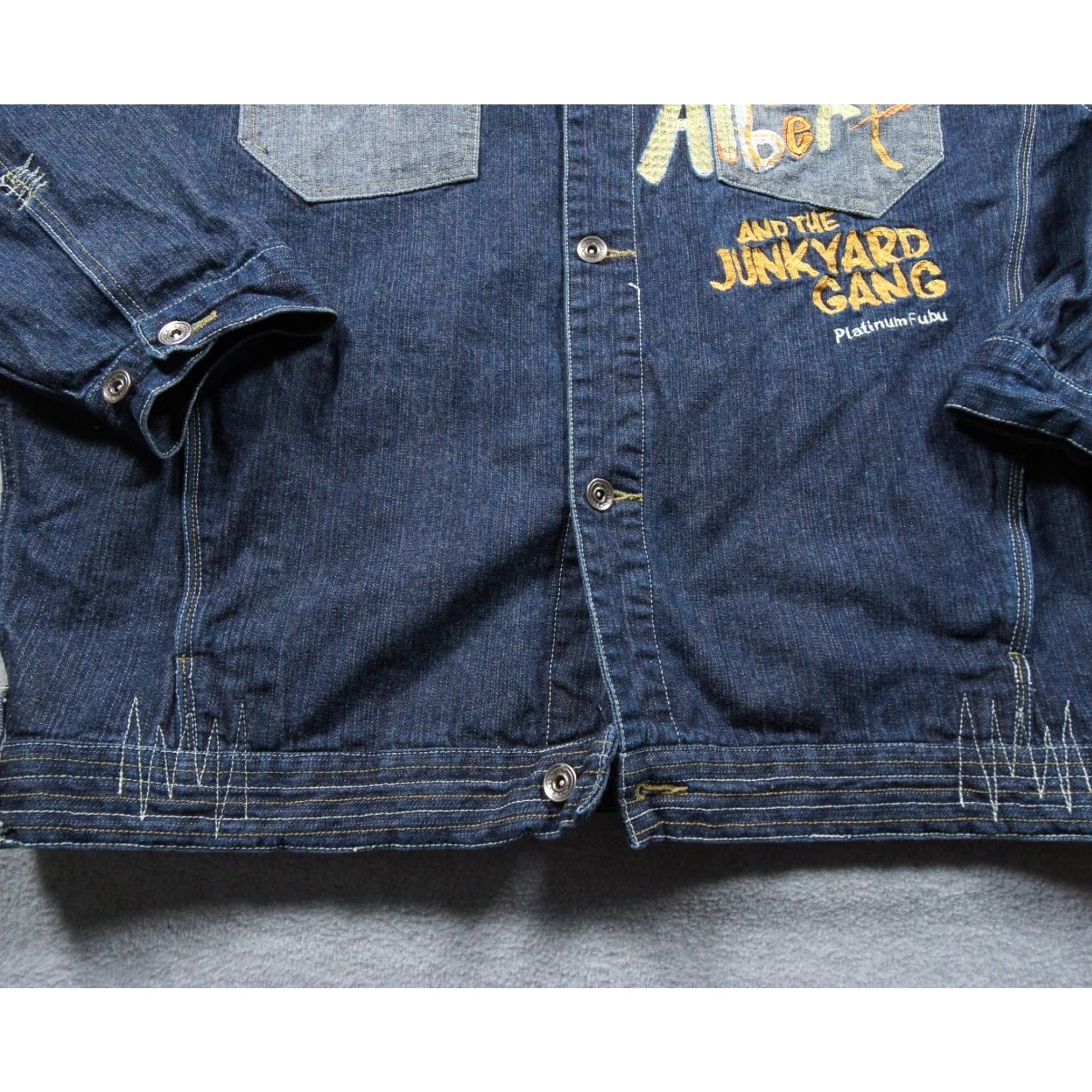 Fubu VINTAGE Fat Albert Jacket Mens 3XL Blue Denim FUBU Bomber Jacket Hip Hop 90s Y2K Men Size US 39 - 3 Thumbnail
