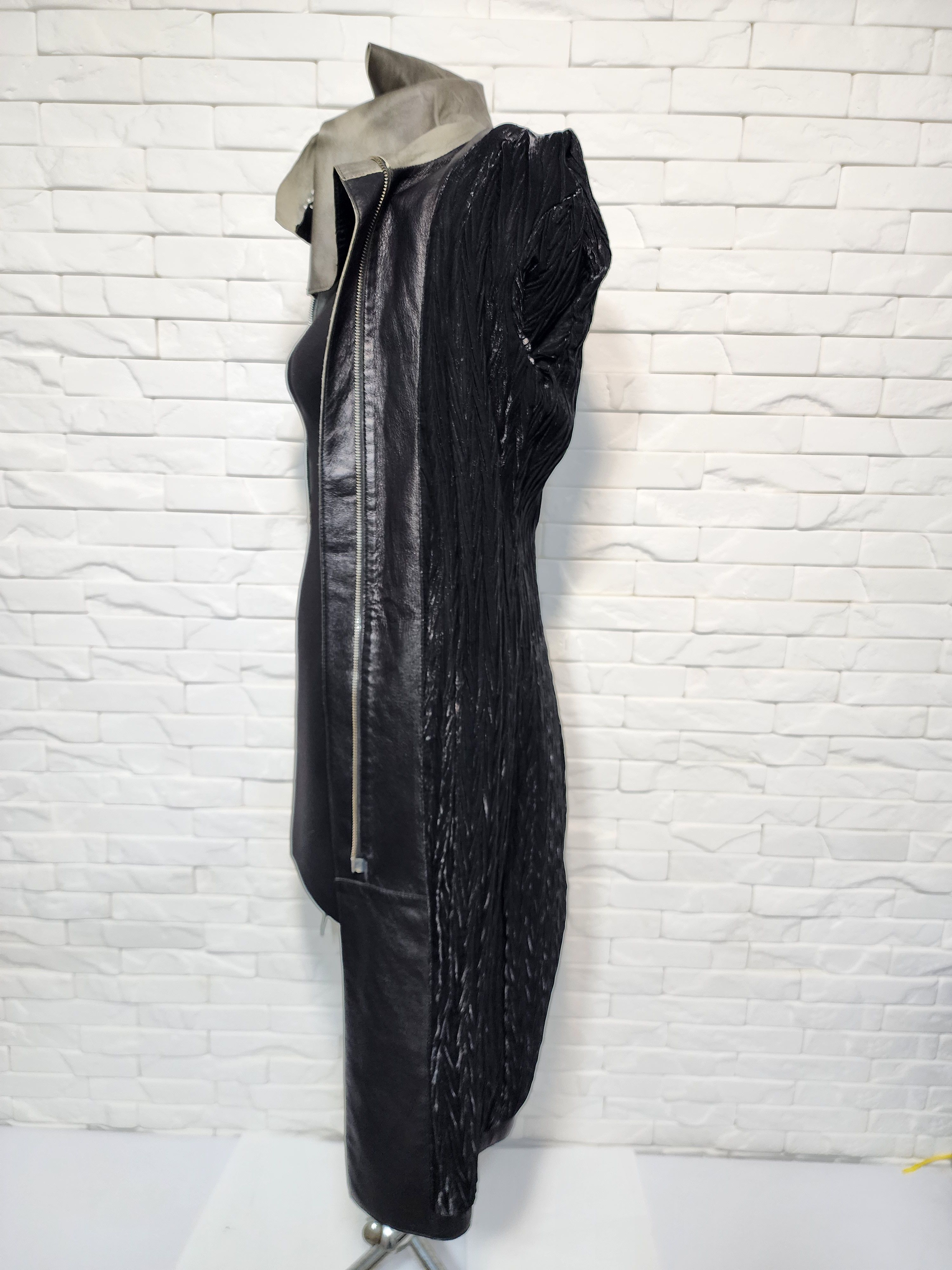 Genuine Leather Gray Black Leather Jacket: Women's Leather Coat. Size XS / US 0-2 / IT 36-38 - 10 Thumbnail