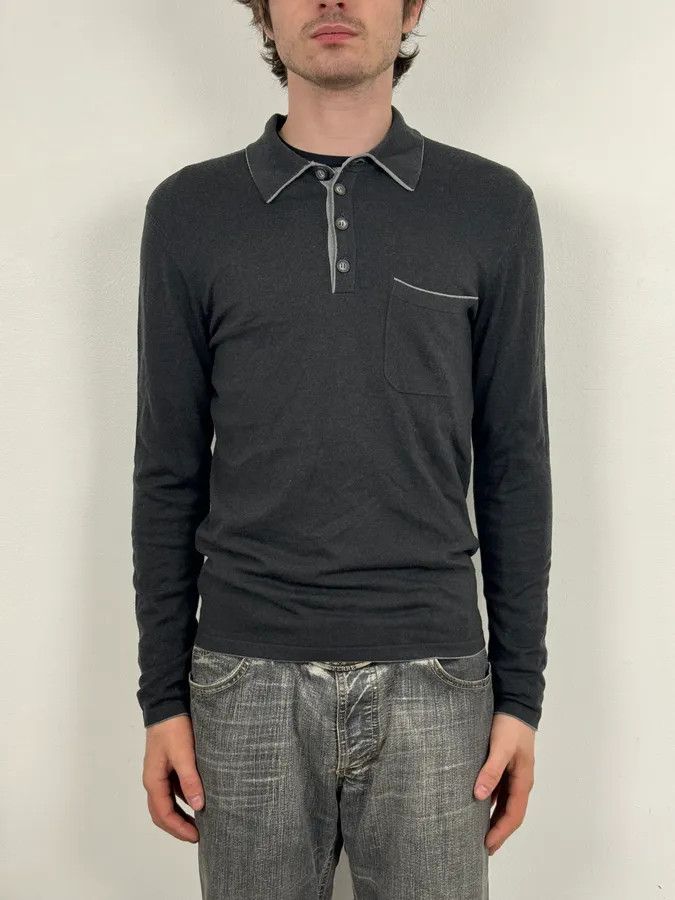 Emporio Armani 2010s Emporio Armani Grey Wool Polo Longsleeve Size US S / EU 44-46 / 1 - 2 Thumbnail