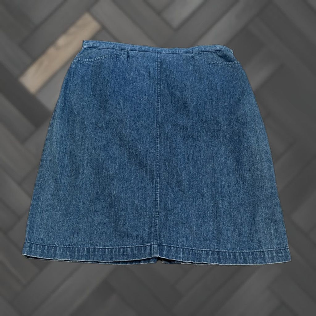 Talbots Talbots Denim Skirt Womens 10 Medium Wash Blue Denim Side Zip Career Casual Skirt Midi Size 32" / US 10 / IT 46 - 1 Thumbnail