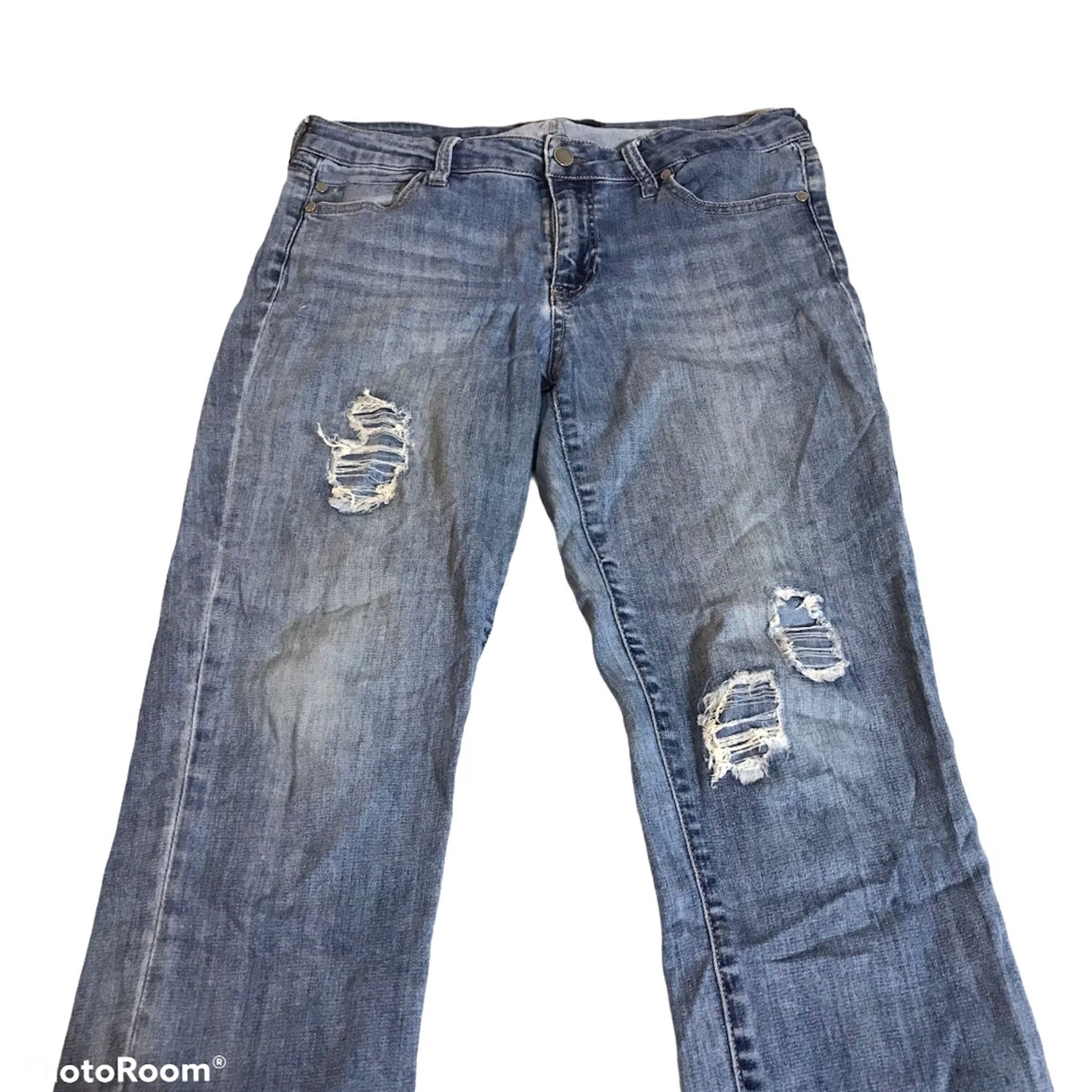 Vintage Liverpool Jean Company Womens 6 Crop Jeans Distressed Destroyed Medium Wash Size 28" / US 6 / IT 42 - 4 Thumbnail