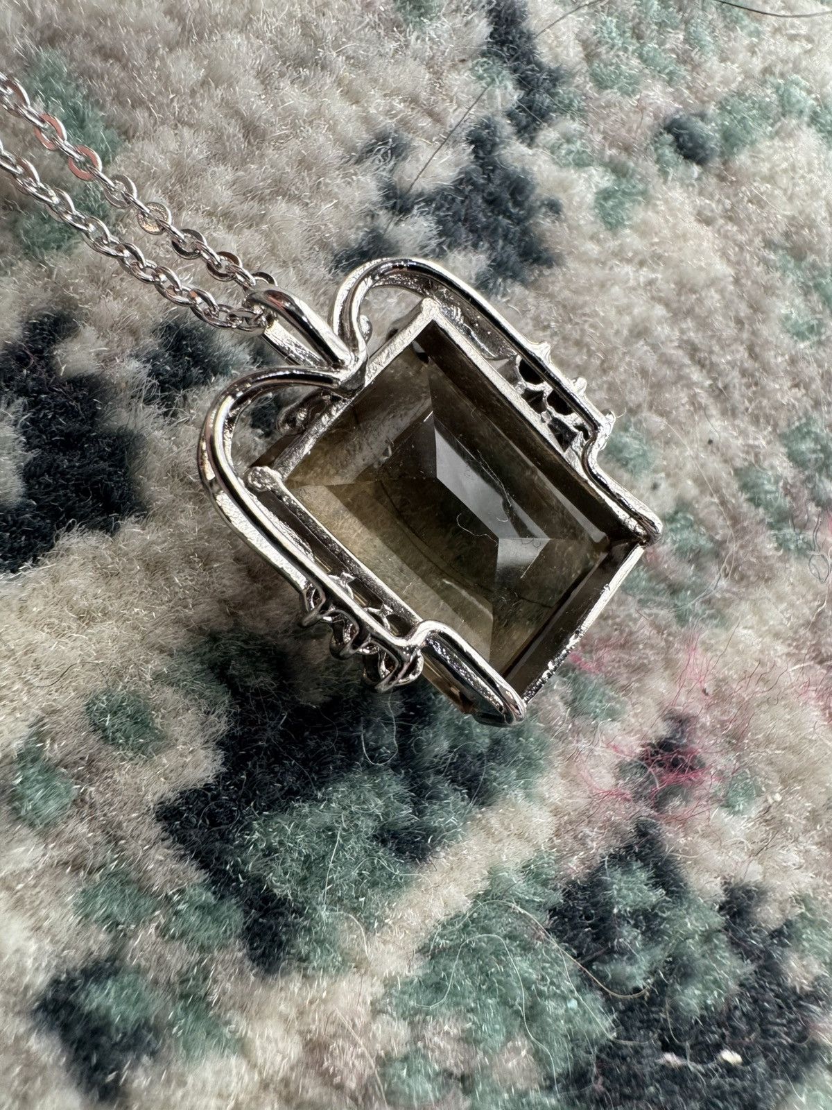 Jewelry × Native RECTANGLE SMOKY QUARTZ WITH DIAMONDS NECKLACE Size ONE SIZE - 5 Thumbnail