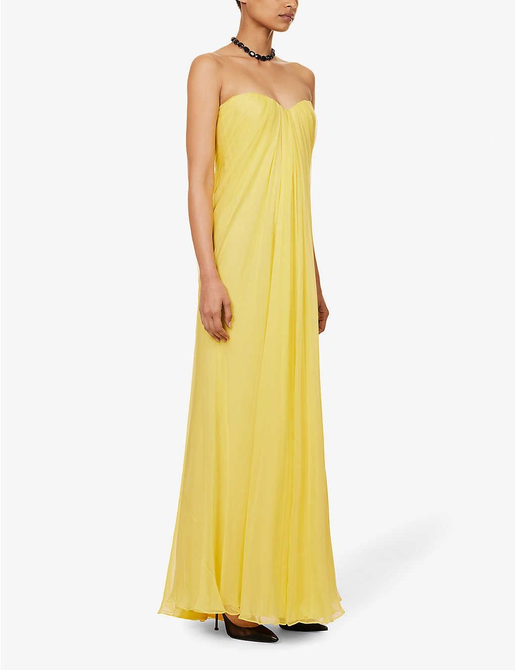 Alexander McQueen o1y0325 Maxi Dress in Yellow Size M / US 6-8 / IT 42-44 - 3 Thumbnail