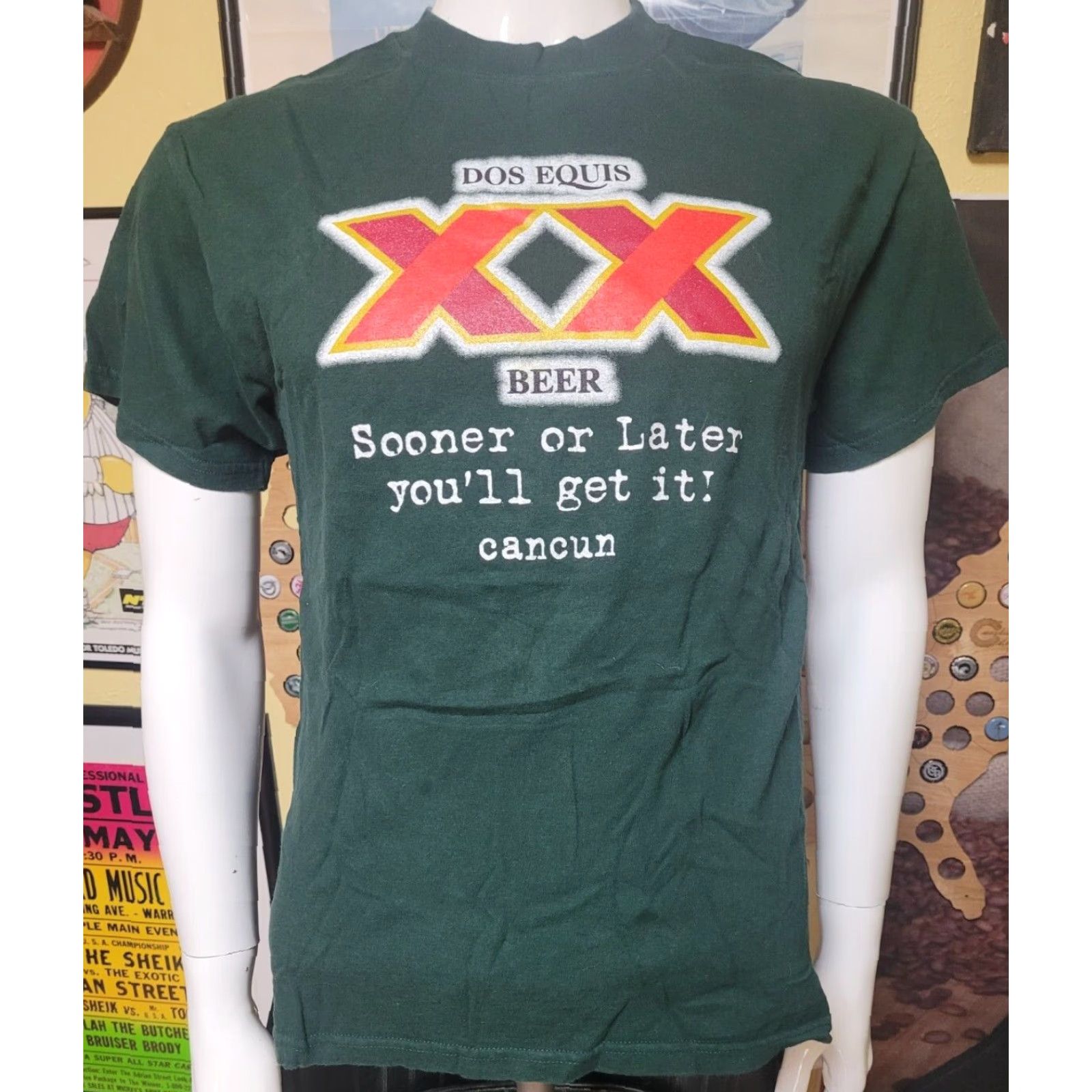 Vintage VINTAGE Dos Equis Cancun T Shirt M Medium Green Cotton M&O KNITS Mens Short Sleeve Crew Neck Graphic Tee 2002 Beer Size US M / EU 48-50 / 2 - 2 Thumbnail
