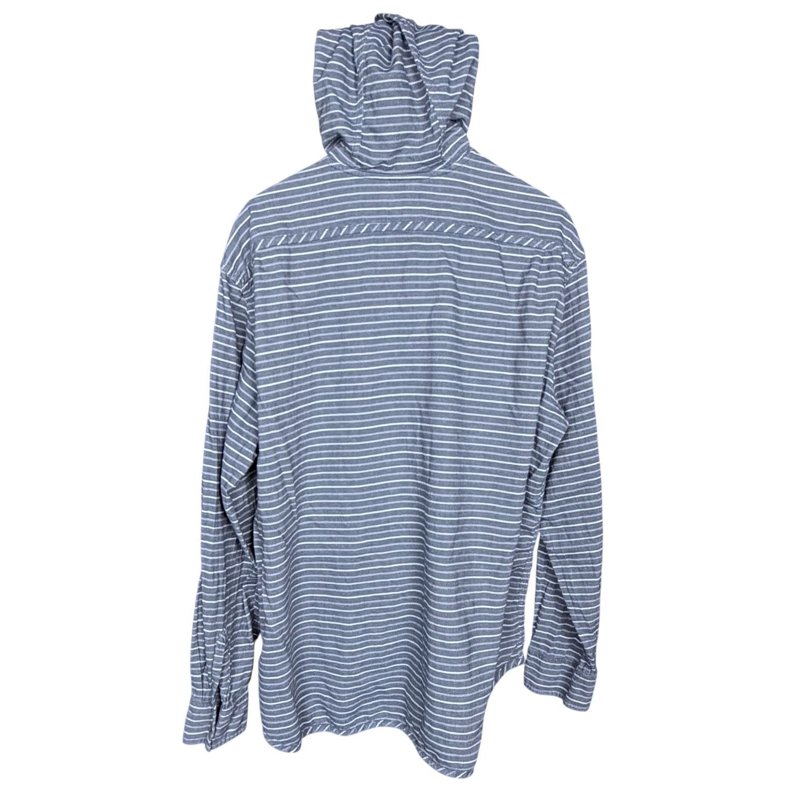 Lucky Brand Lucky Brand XL Striped Linen Blend Hooded Button-Up Shirt Size US XL / EU 56 / 4 - 8 Thumbnail
