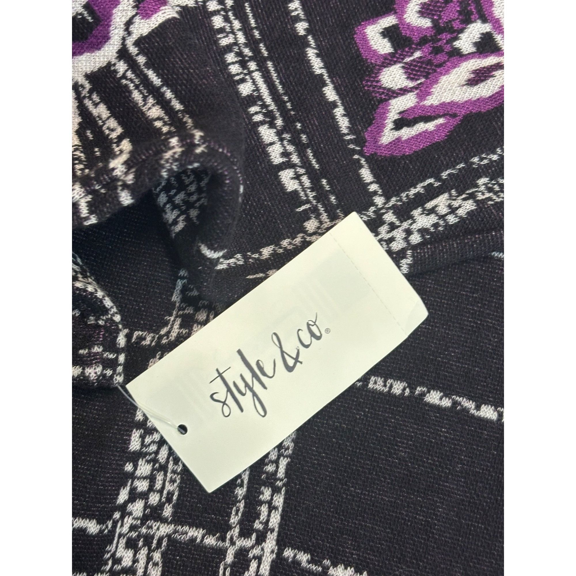 Other Style & Co Patterned Jacquard Sweater, Violet combo, Sz. L Size L / US 10 / IT 46 - 11 Thumbnail