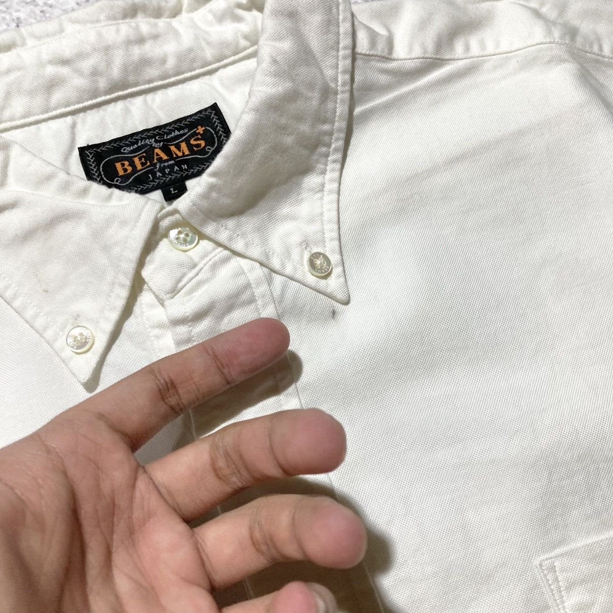 Beams Plus 🇯🇵 2000s Beams Plus Japan Oxford Halfbutton Shirt White Size US L / EU 52-54 / 3 - 10 Thumbnail
