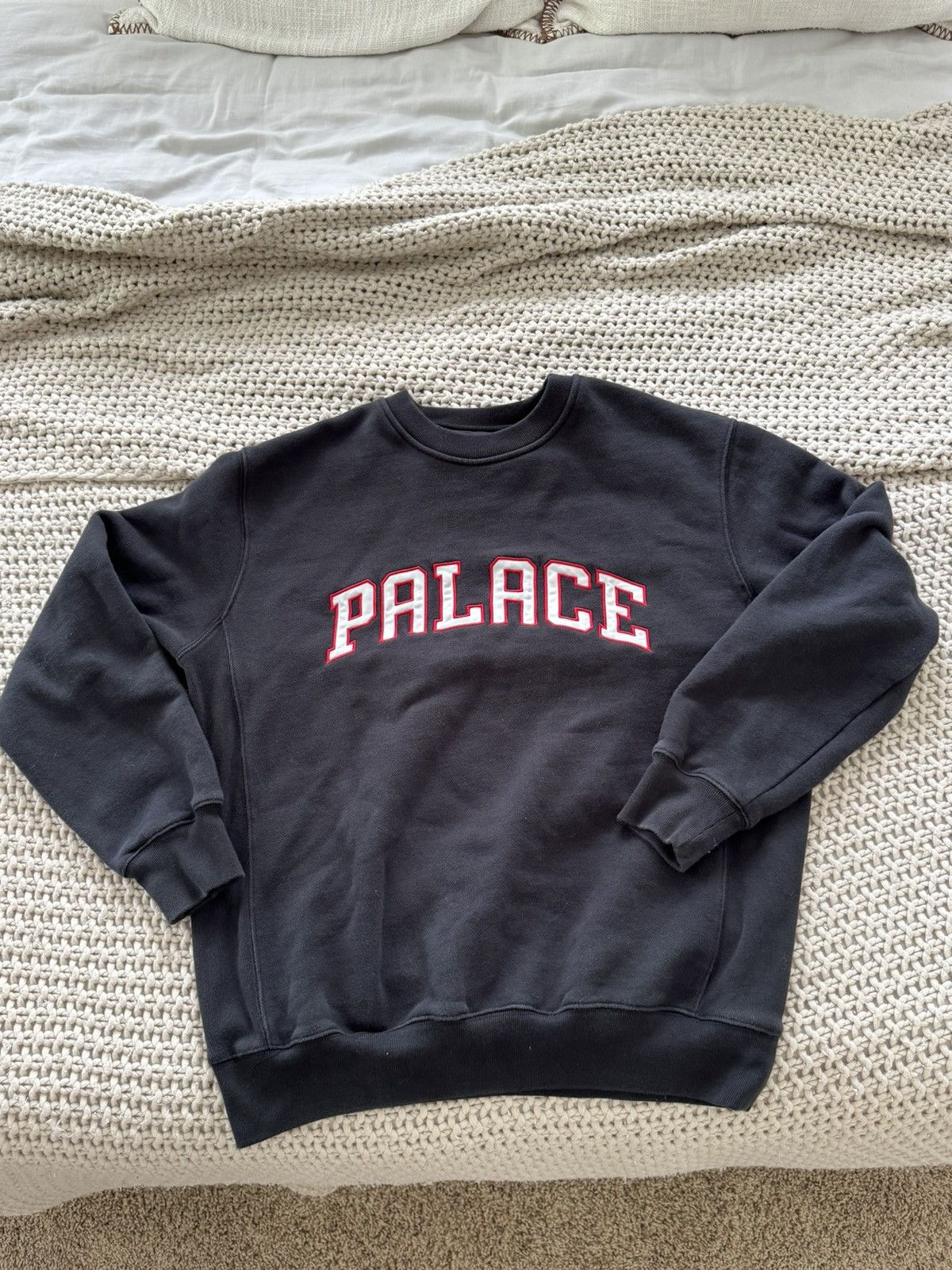 Image of Palace Alas Crewneck in Black, Men's (Size Large)