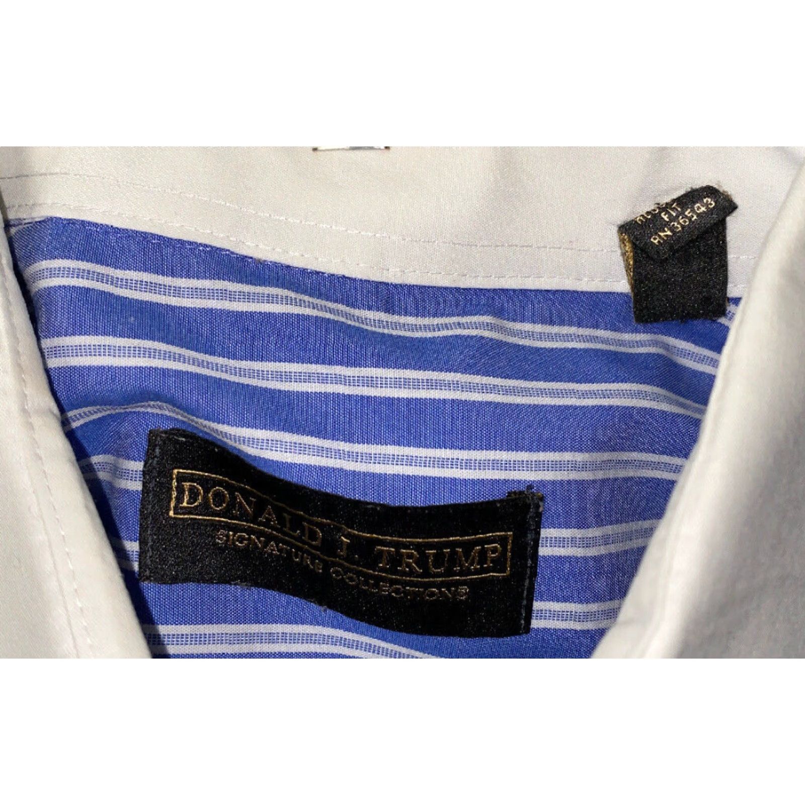 Vintage Donald J Trump Mens Dress Shirt Long Sleeve Blue/White Striped Size 16 1/2 Size US L / EU 52-54 / 3 - 6 Thumbnail