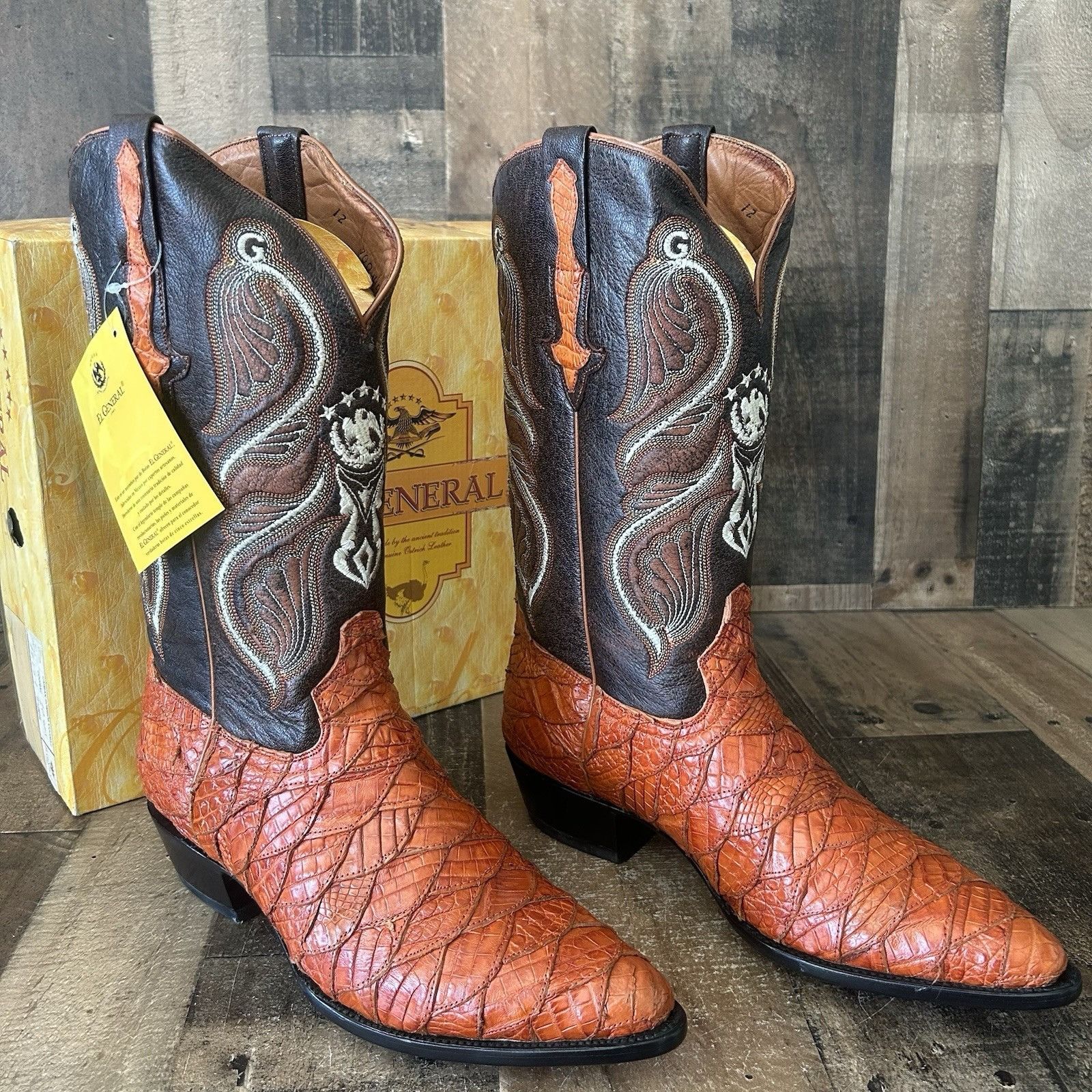 Vintage El General Caiman Western Cowboy Boots Mens 11 Size US 11 / EU 44 - 1 Thumbnail
